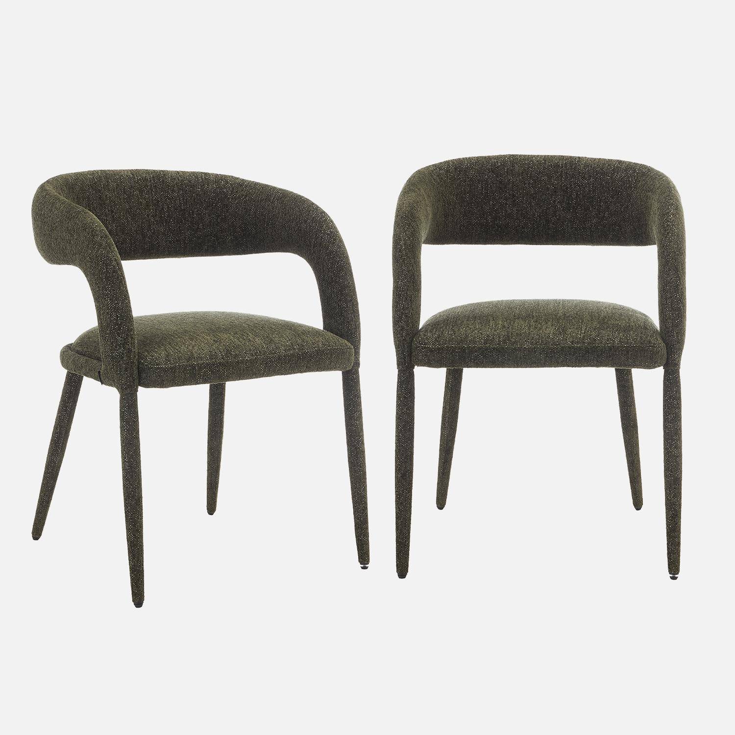 Sillón contemporáneo de tela, set de 2 Verde kaki - 57.5x58x77.5 cm Photo1