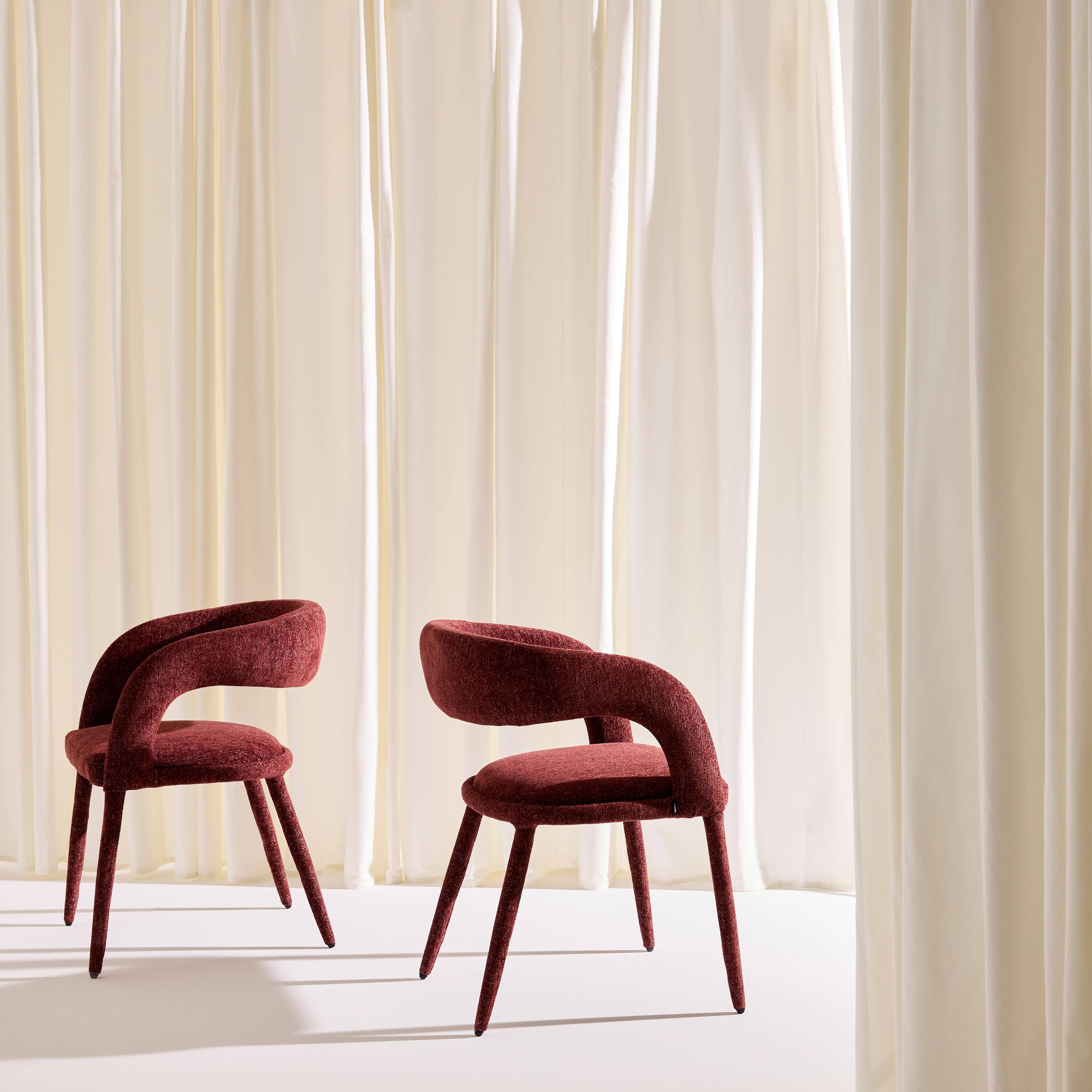 Lot de 2 fauteuils contemporain tissu bordeaux - Alessia,sweeek,Photo1