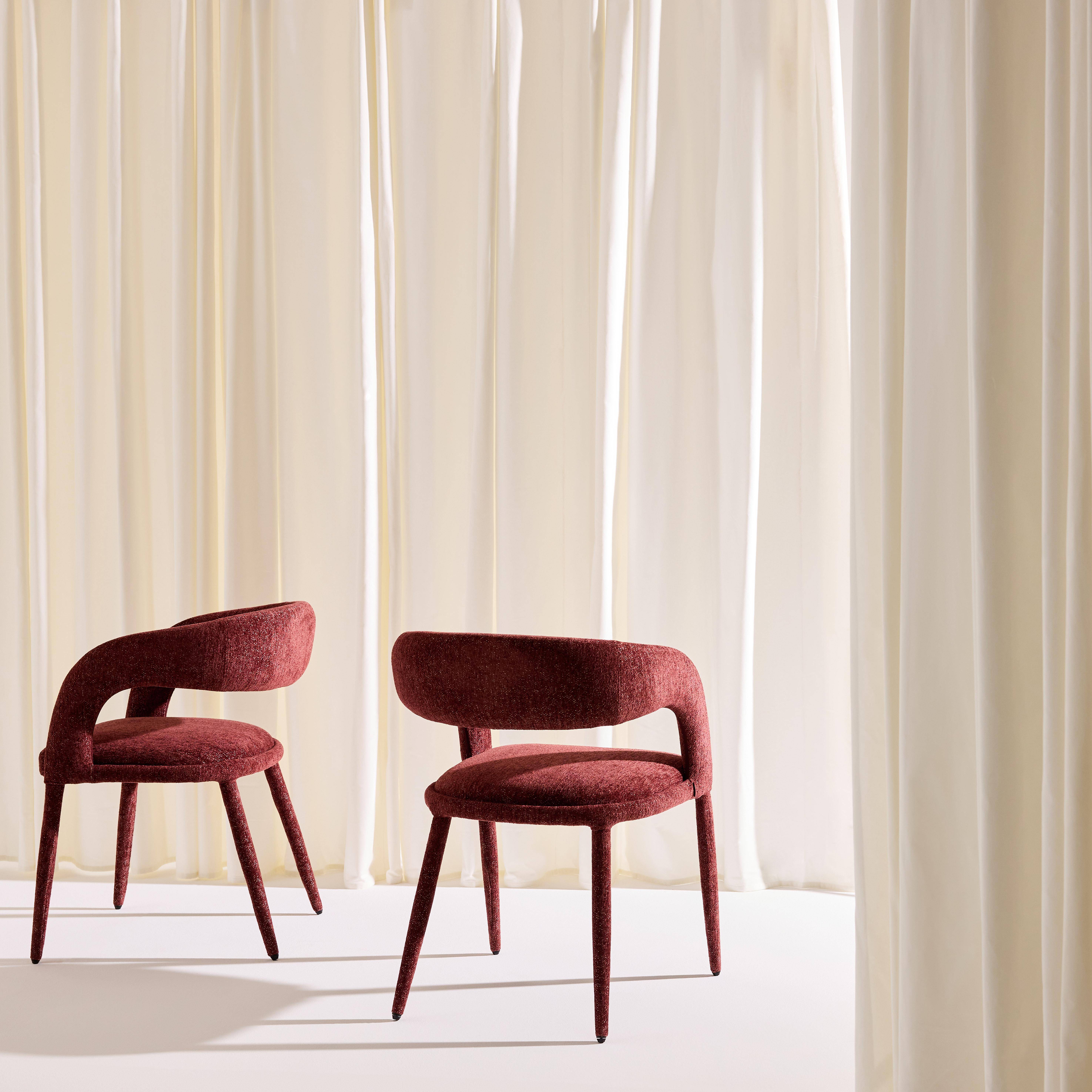 Lot de 2 fauteuils contemporain tissu bordeaux - Alessia Photo3