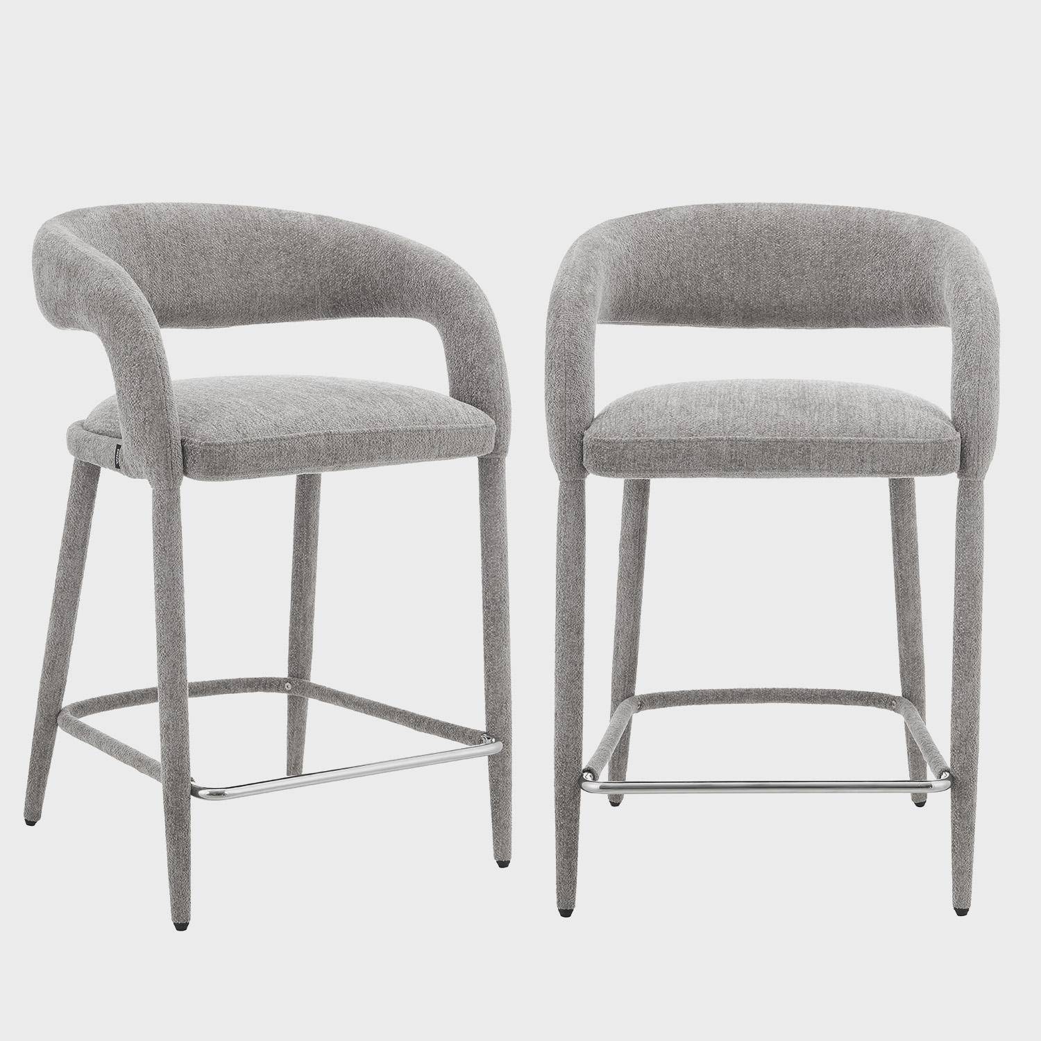 Taburete de bar contemporáneo de tela, set de 2 Pardo - 56x56x86 cm Photo2