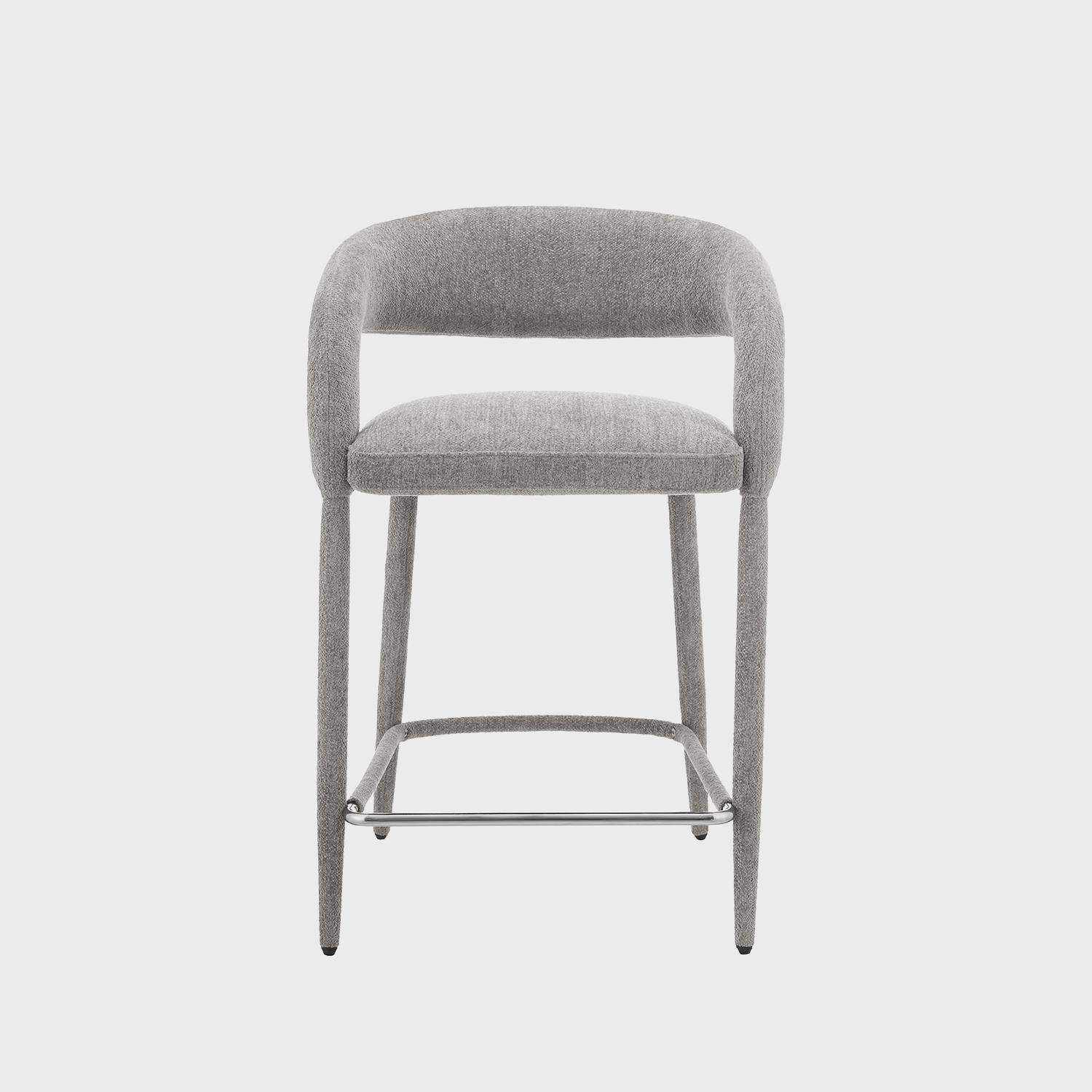 Taburete de bar contemporáneo de tela, set de 2 Pardo - 56x56x86 cm Photo4
