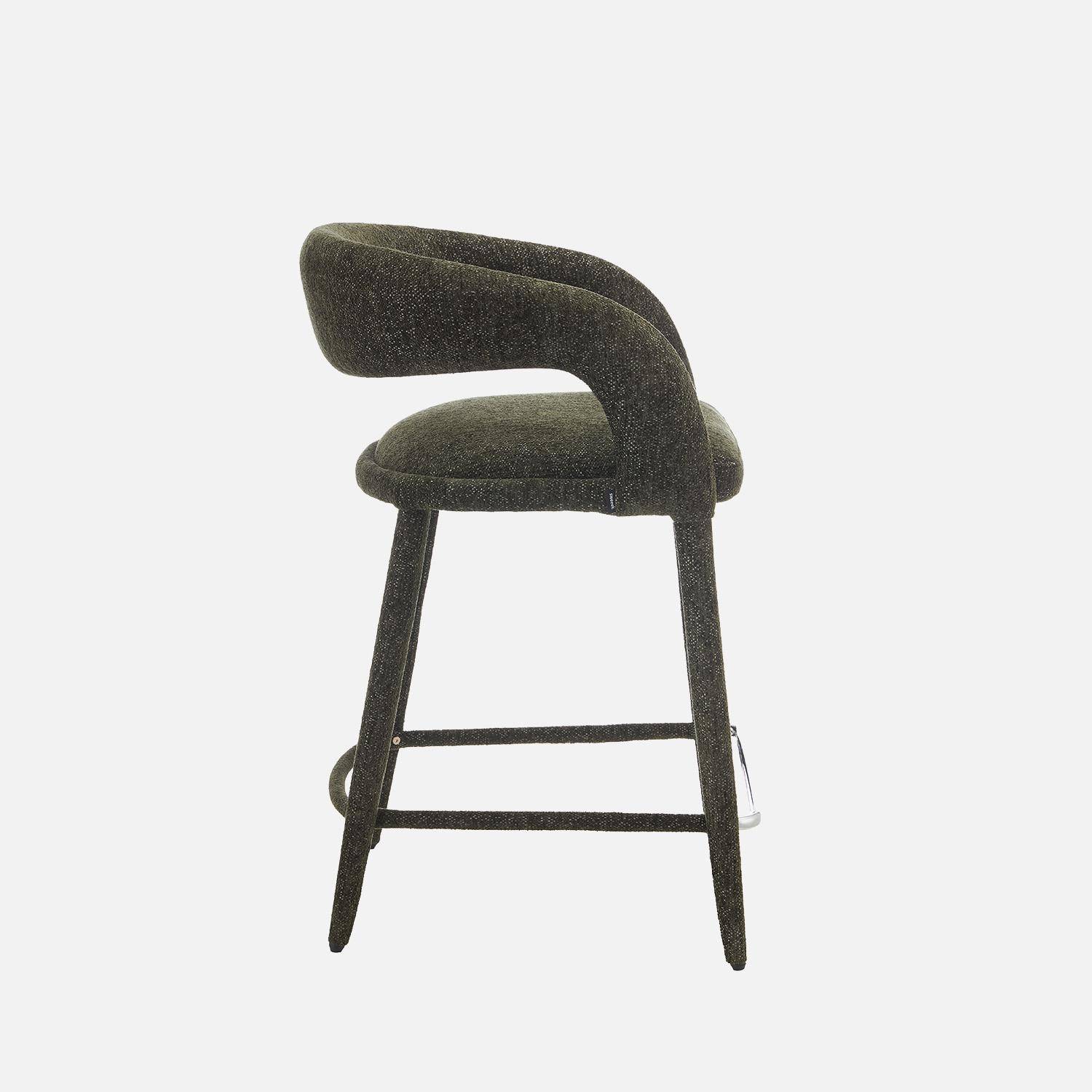 Taburete de bar contemporáneo de tela, set de 2 Verde kaki - 56x56x86 cm Photo6
