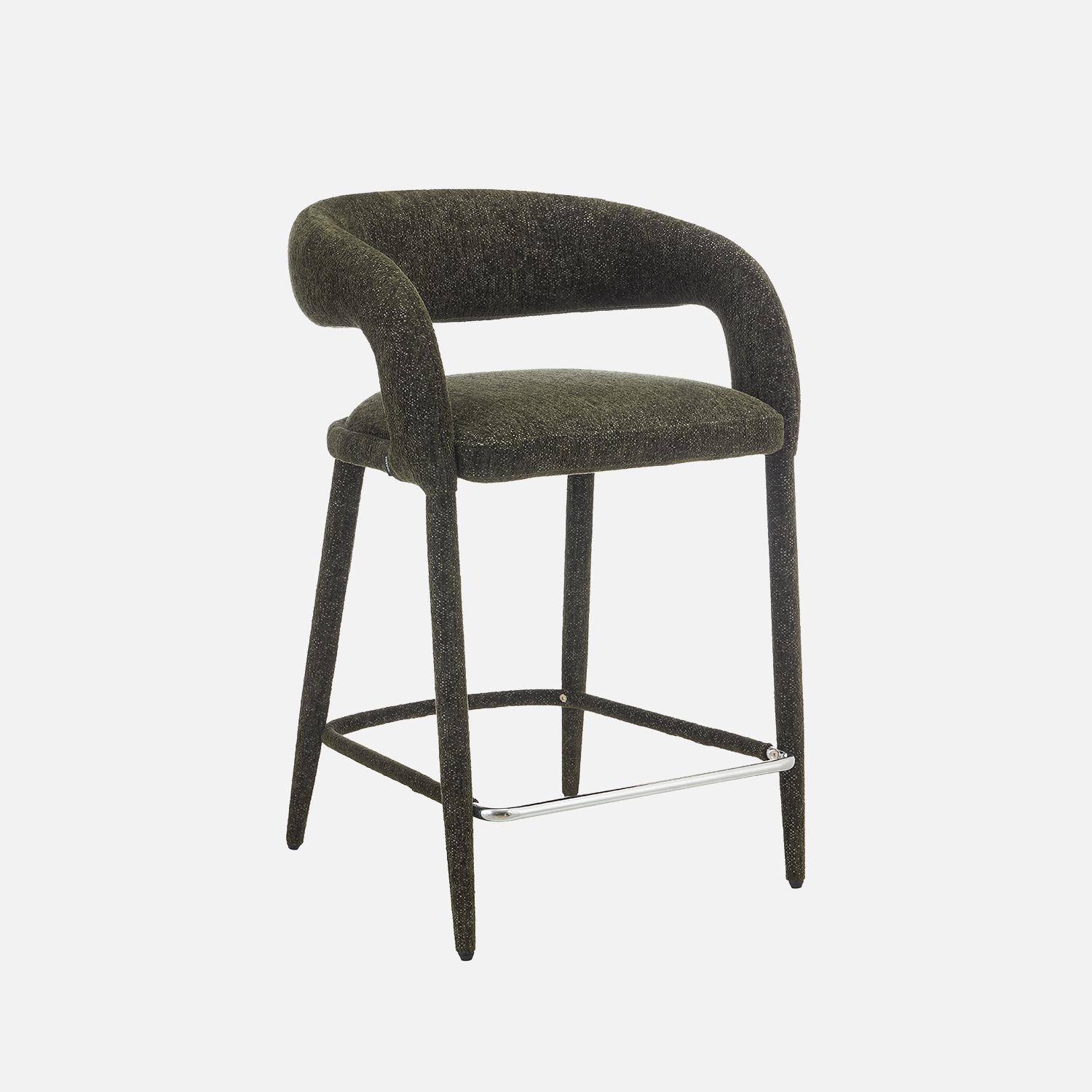Taburete de bar contemporáneo de tela, set de 2 Verde kaki - 56x56x86 cm Photo3
