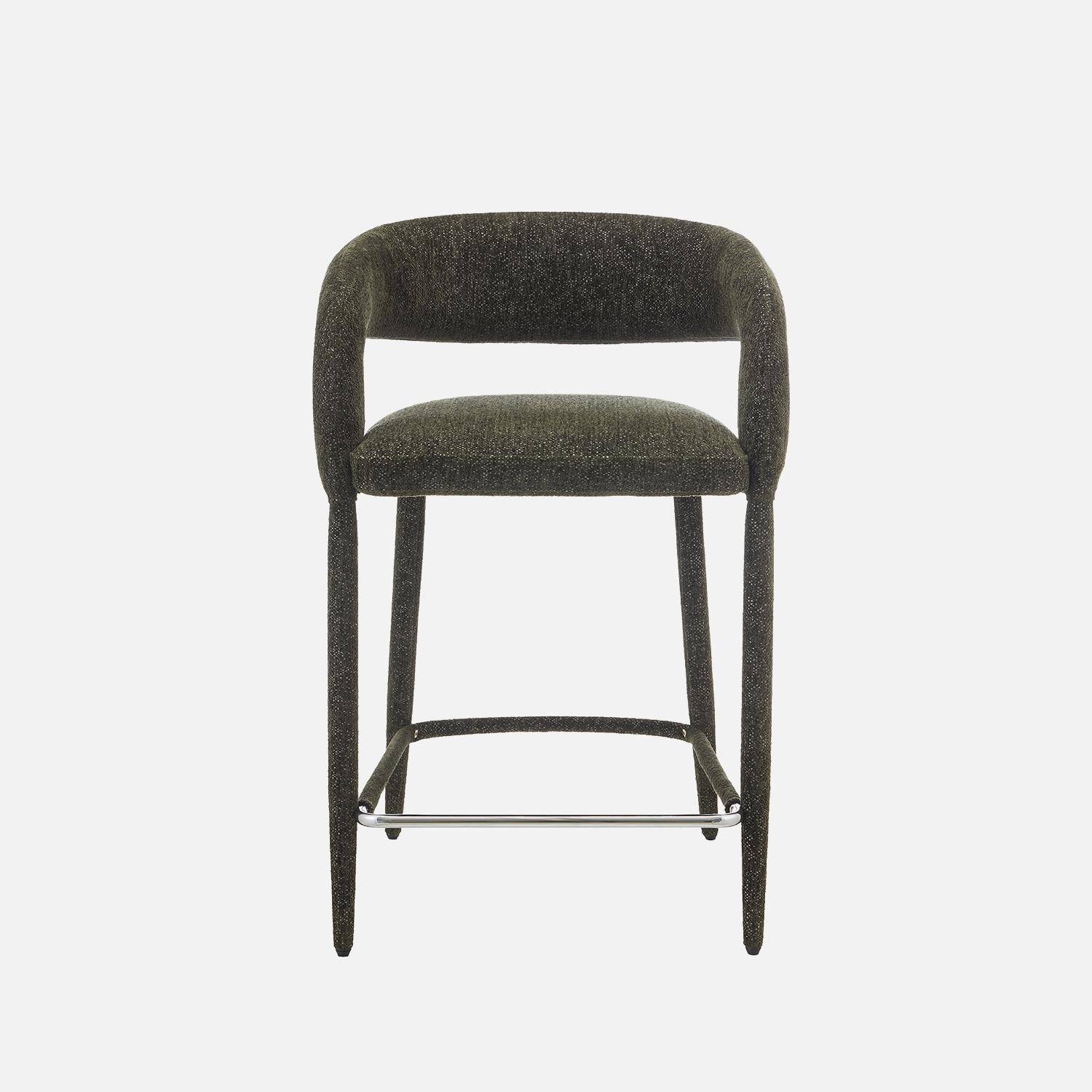Taburete de bar contemporáneo de tela, set de 2 Verde kaki - 56x56x86 cm Photo4