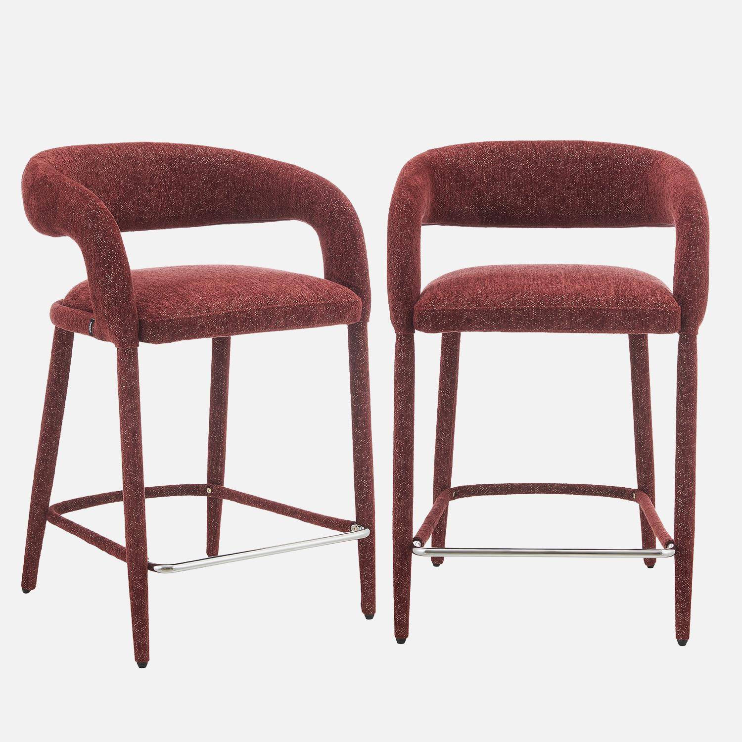 Taburete de bar contemporáneo de tela, set de 2 Burdeos - 56x56x86 cm,sweeek,Photo2