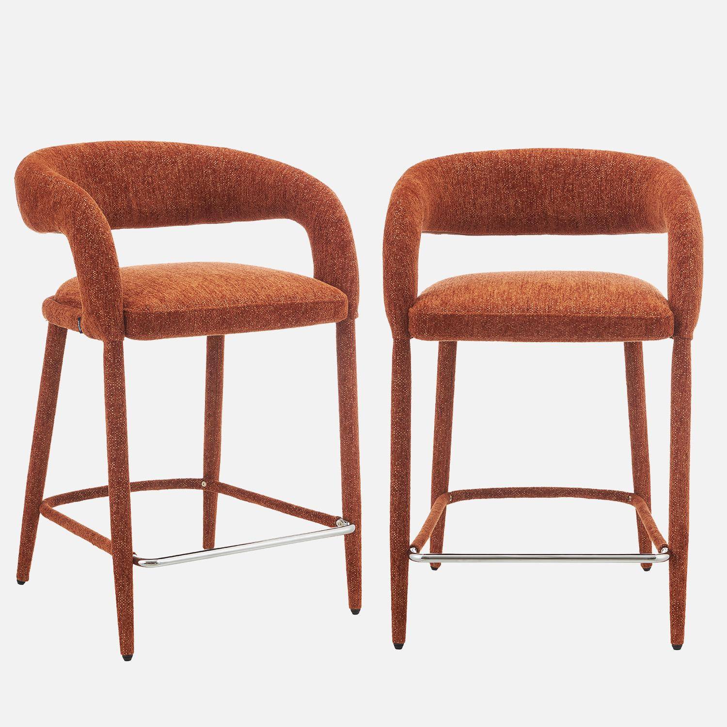 Taburete de bar contemporáneo de tela, set de 2 Terracota - 56x56x86 cm,sweeek,Photo2