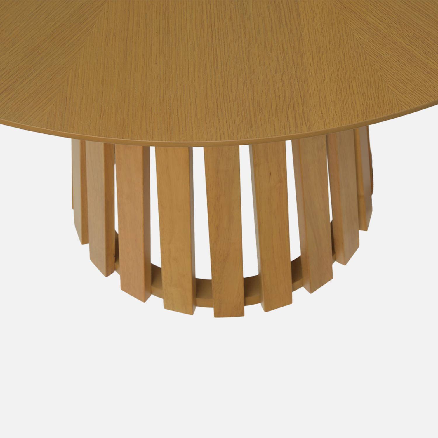 Mesa de comedor redonda de madera de hevea con chapa de roble, 4 plazas, Angele, Natural, 110x110x73 cm Photo2