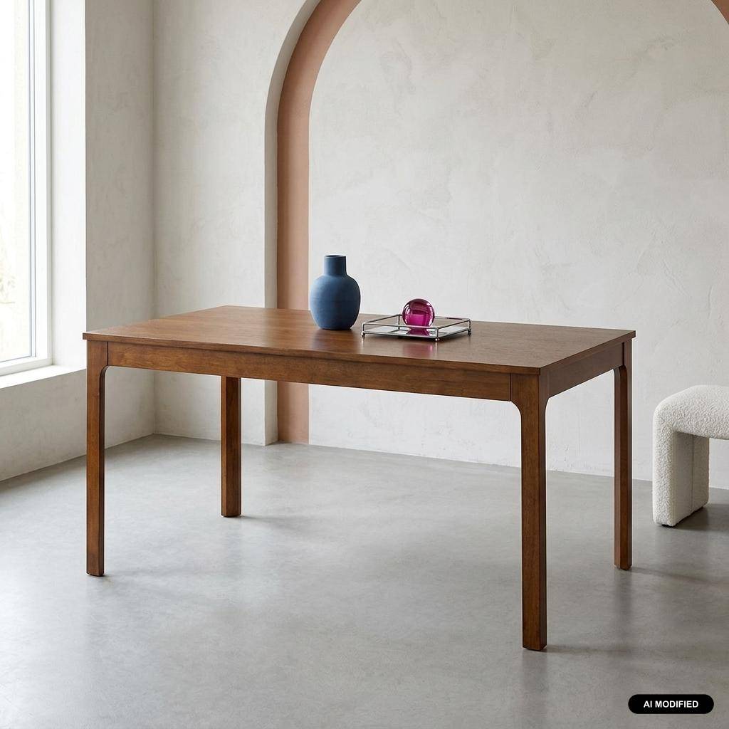 Tavolo da pranzo rettangolare allungabile in legno di hevea impiallacciato rovere, 6-8 posti, Felicie, Noce, 160x90x75 cm Photo1