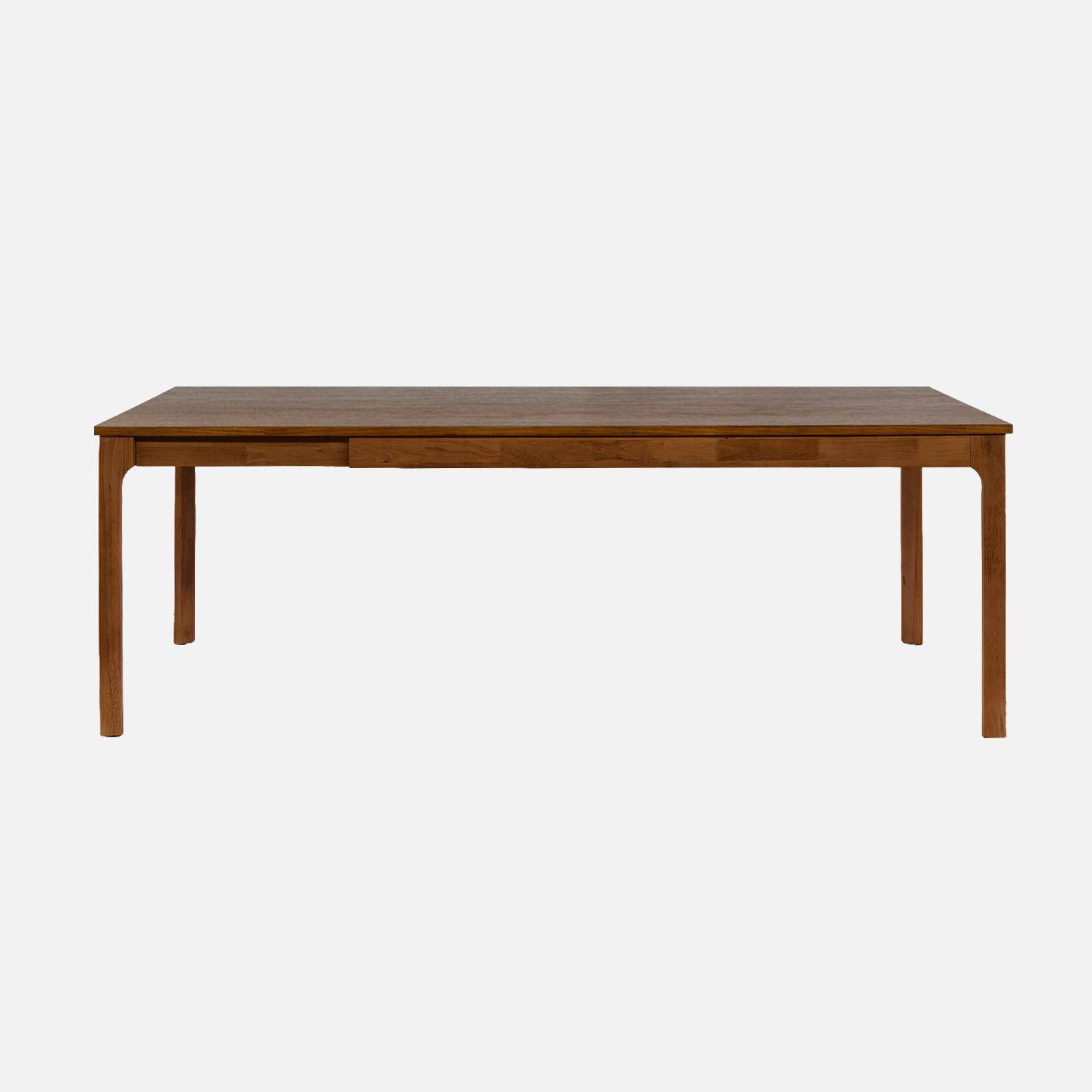 Uitschuifbare rechthoekige eettafel van rubberhout met eikenfineer, 6-10 zitplaatsen walnoot - Félicie Photo5