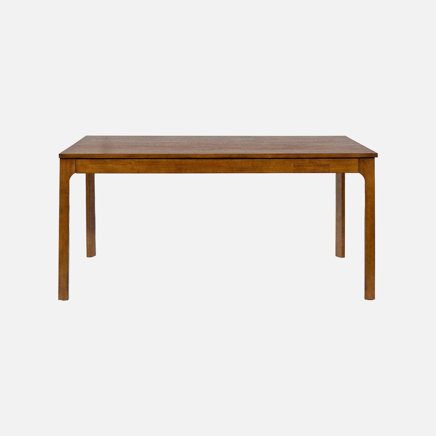 Mesa de comedor extensible rectangular de madera de hevea con chapa de roble, 6-8 plazas, Felicie, Nogal, 160x90x75 cm Photo2