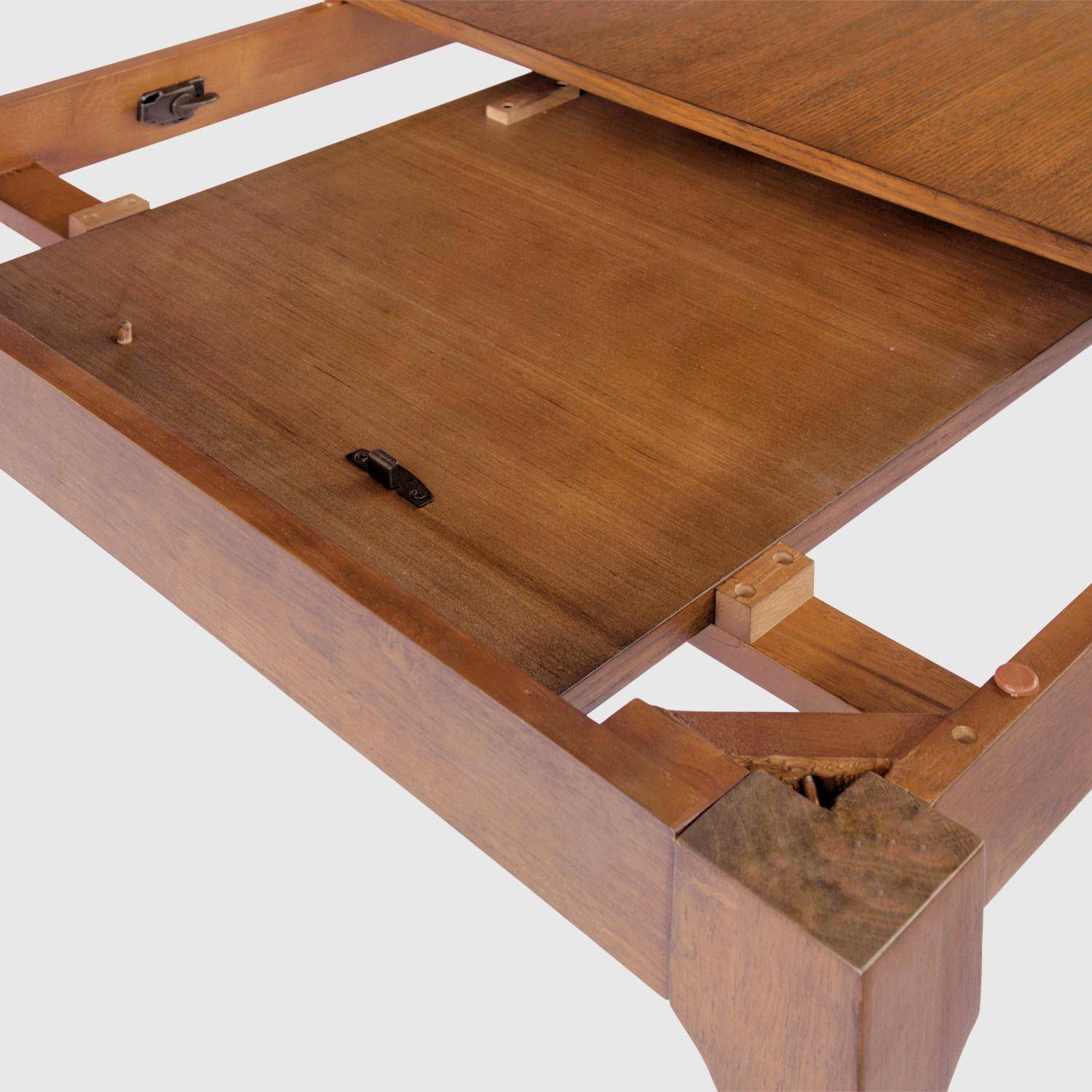 Mesa de comedor extensible rectangular de madera de hevea con chapa de roble, 6-8 plazas, Felicie, Nogal, 160x90x75 cm Photo4
