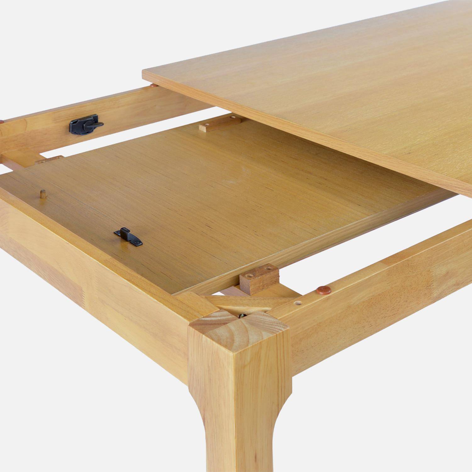 Mesa de jantar extensível em madeira de seringueira e carvalho, 6-8 lugares, Felicie, Natural, 160x90x75 cm,sweeek,Photo4