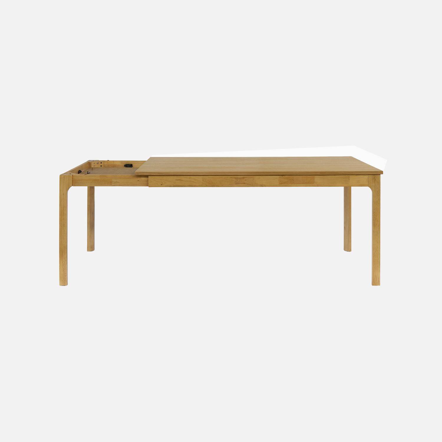 Mesa de jantar extensível em madeira de seringueira e carvalho, 6-8 lugares, Felicie, Natural, 160x90x75 cm,sweeek,Photo3