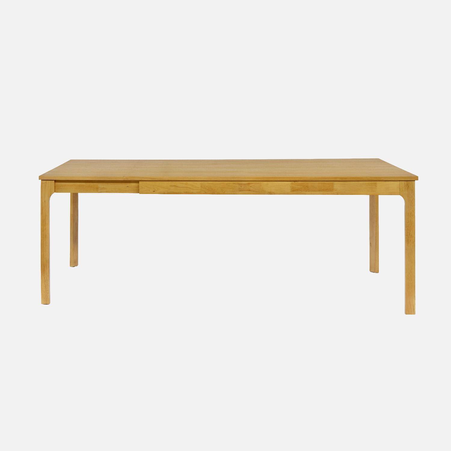 Uitschuifbare rechthoekige eettafel van rubberhout met eikenfineer, 6-10 zitplaatsen naturel - Félicie Photo5