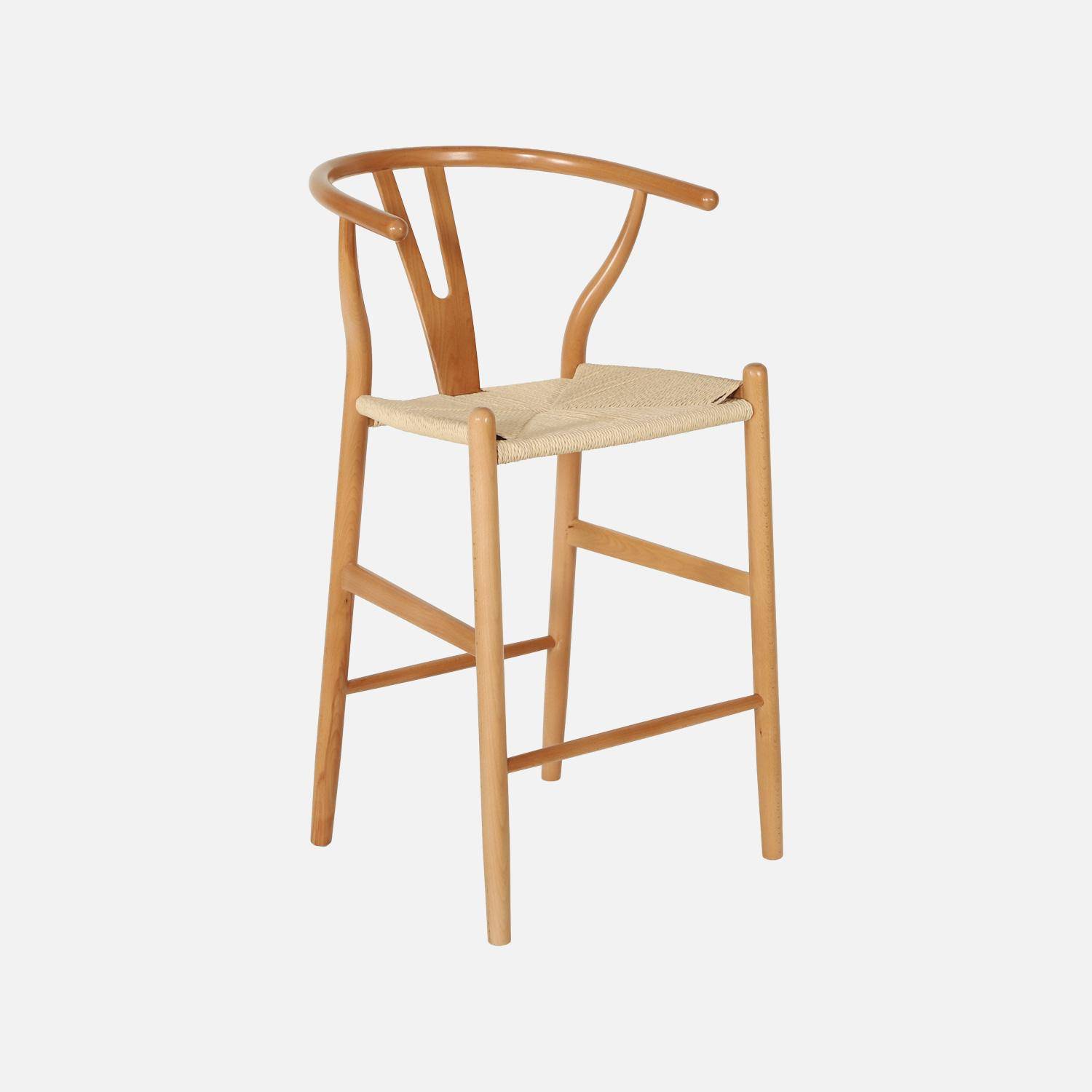 Lot de 2 tabourets de bar vintage bois de hêtre et cordes naturel - Cecile,sweeek,Photo2