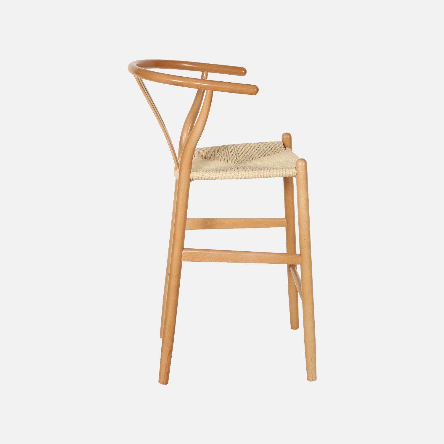 Lot de 2 tabourets de bar vintage bois de hêtre et cordes naturel - Cecile Photo5