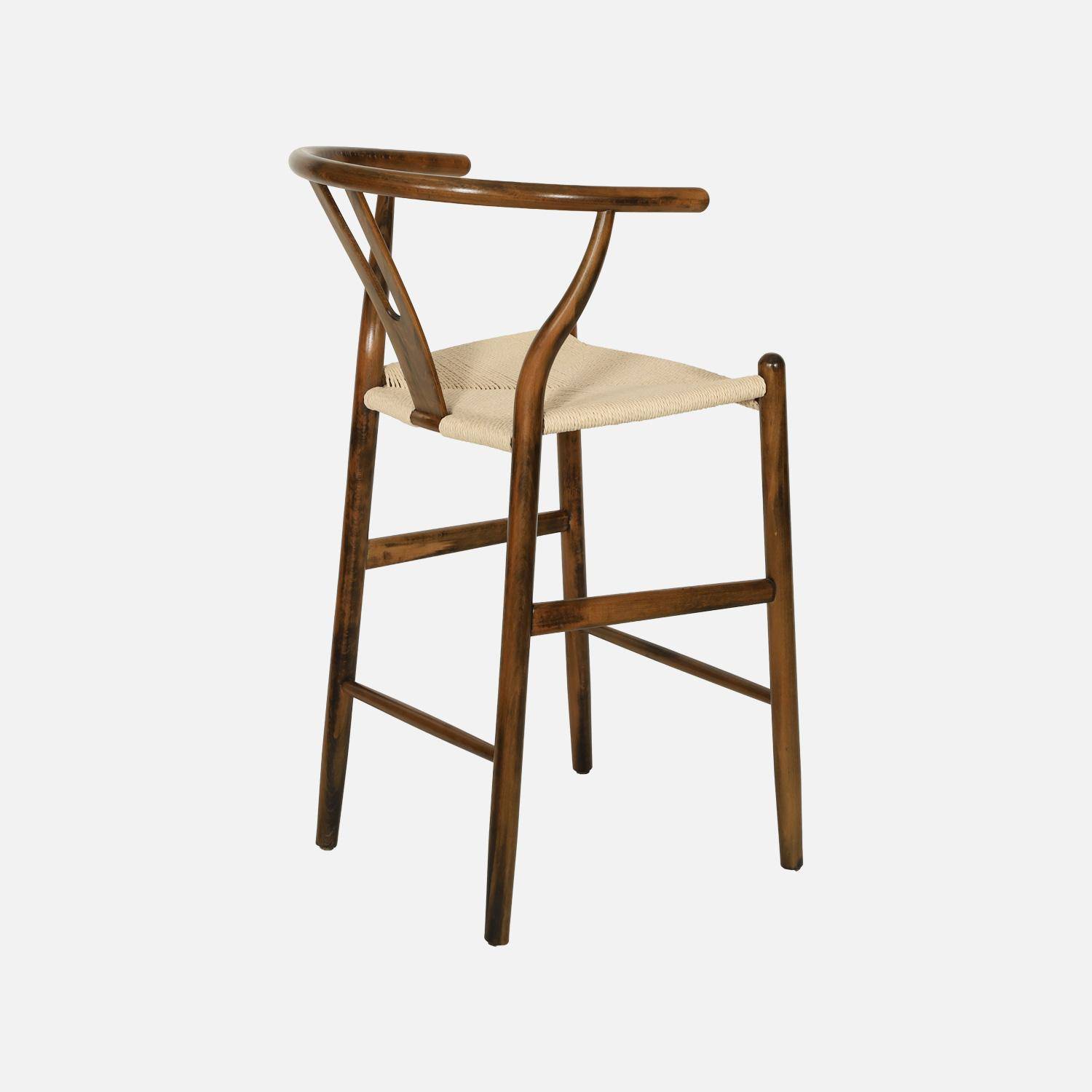 Lot de 2 tabourets de bar vintage bois de hêtre et cordes marron vieilli - Cecile,sweeek,Photo5