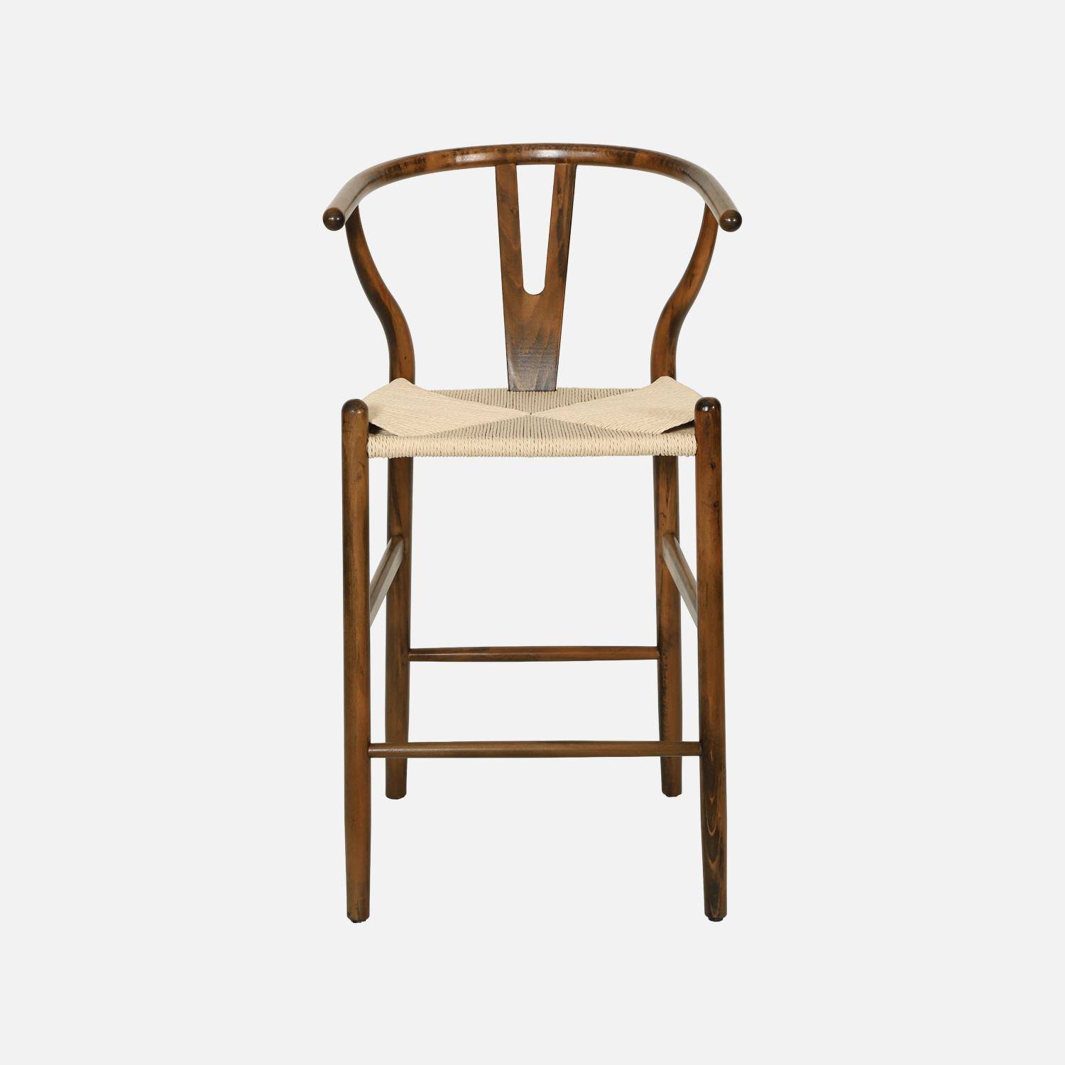 Lot de 2 tabourets de bar vintage bois de hêtre et cordes marron vieilli - Cecile,sweeek,Photo4