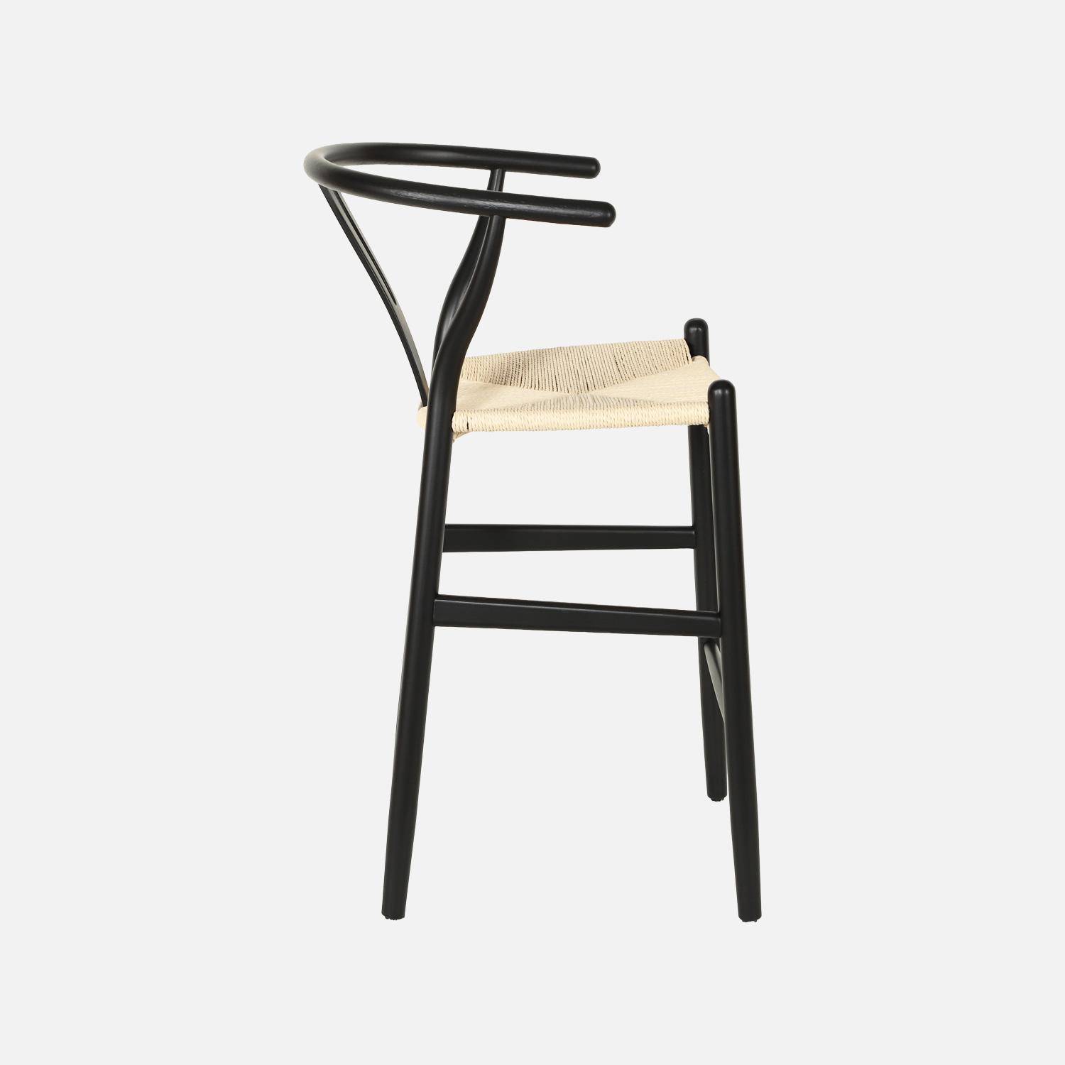Lot de 2 tabourets de bar vintage bois de hêtre et cordes noir - Cecile Photo5