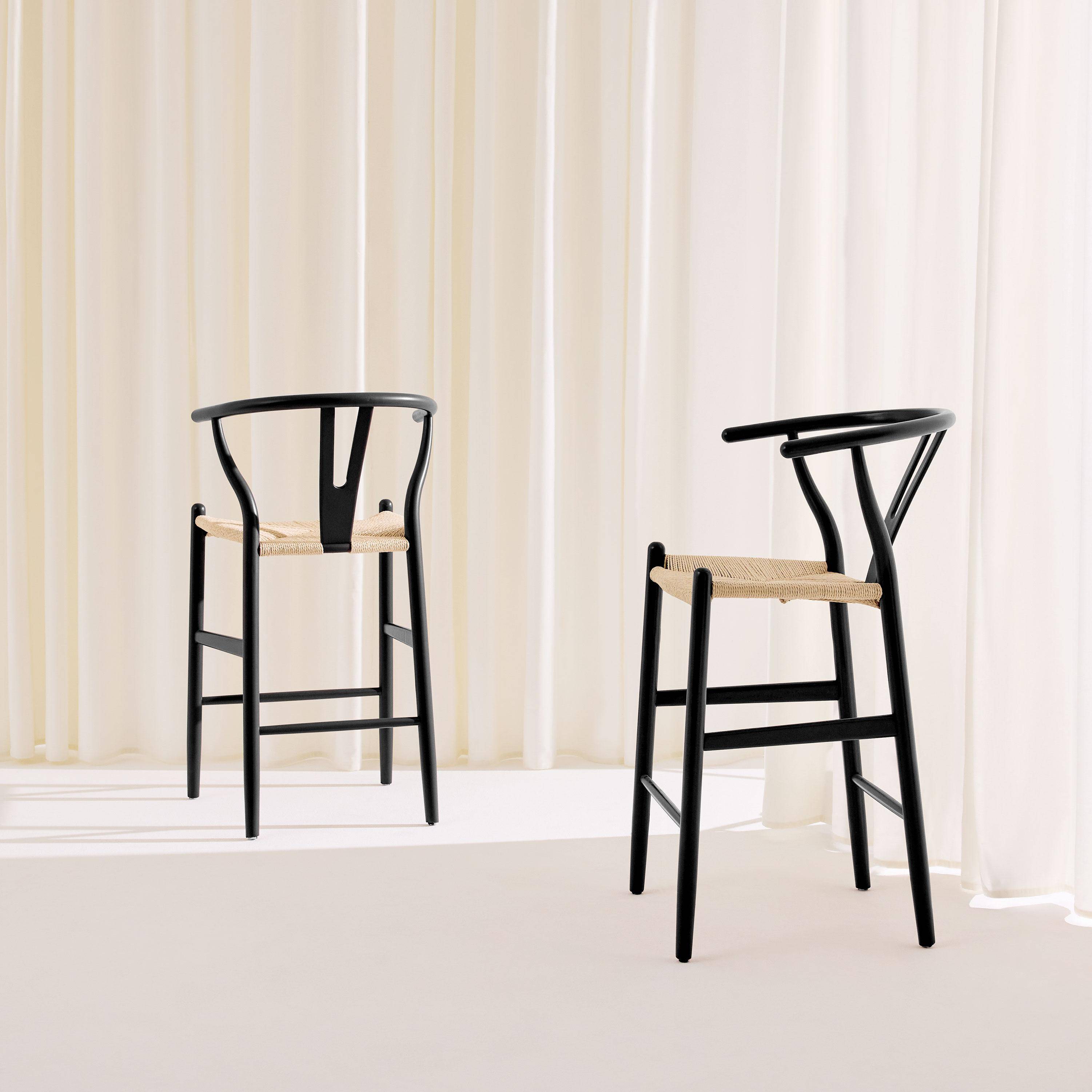 Lot de 2 tabourets de bar vintage bois de hêtre et cordes noir - Cecile,sweeek,Photo2