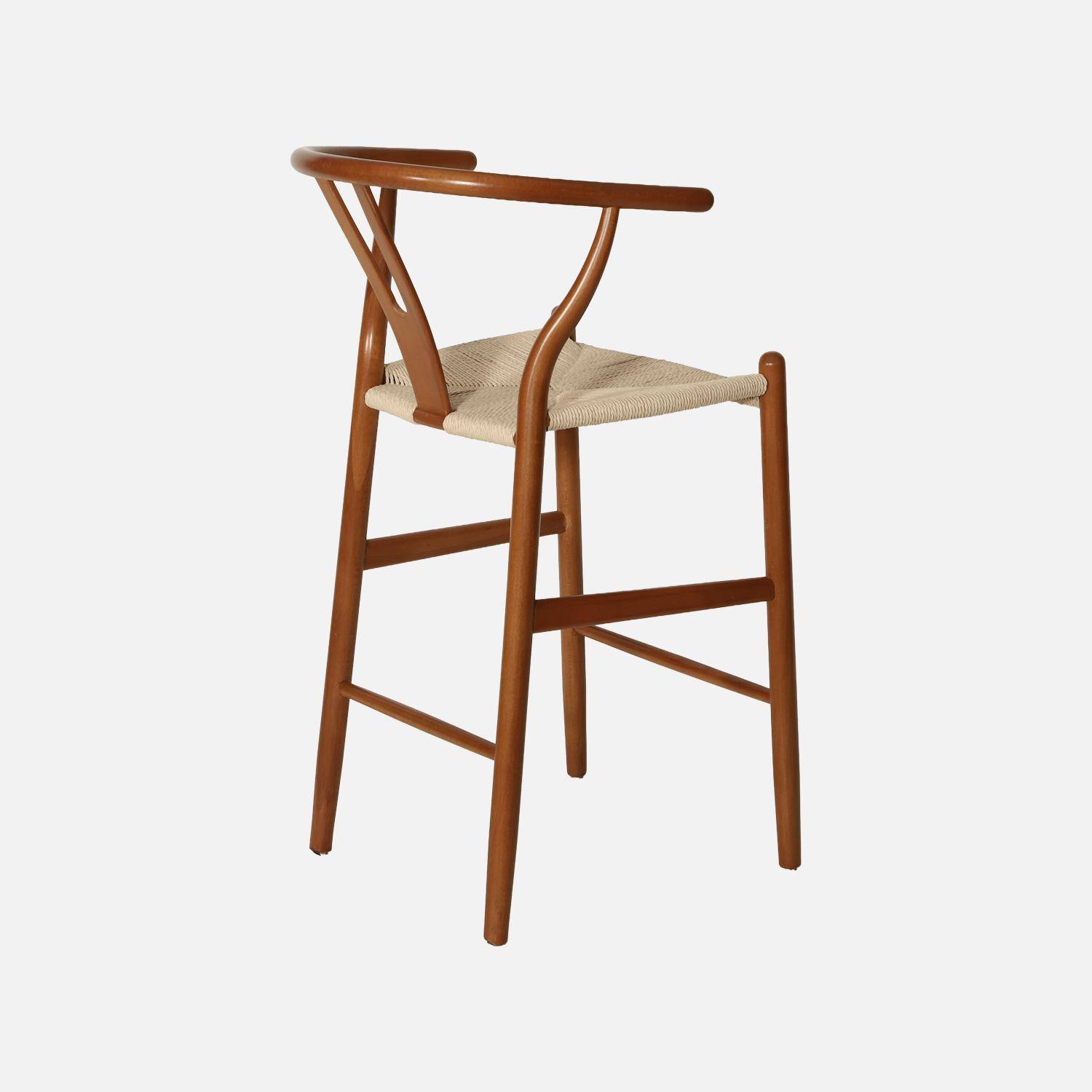 Lot de 2 tabourets de bar vintage bois de hêtre et cordes noyer - Cecile,sweeek,Photo5