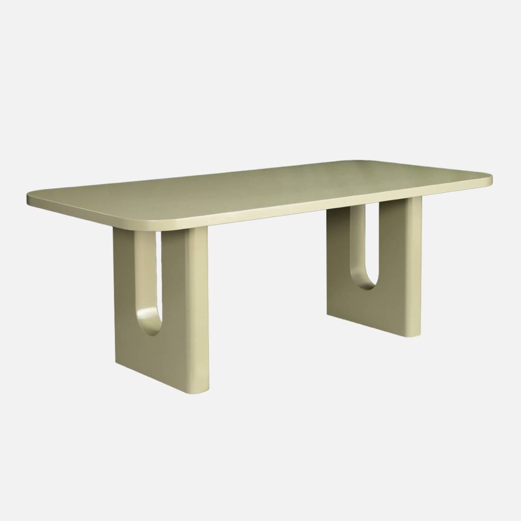 Mesa de comedor acabado mate, 8 plazas, Verde salvia