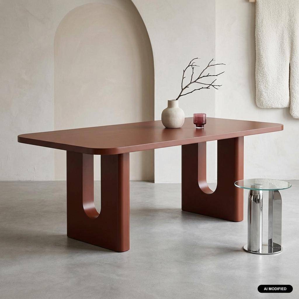 Eettafel matte afwerking met 8 plaatsen bordeauxrood - Sia Photo1