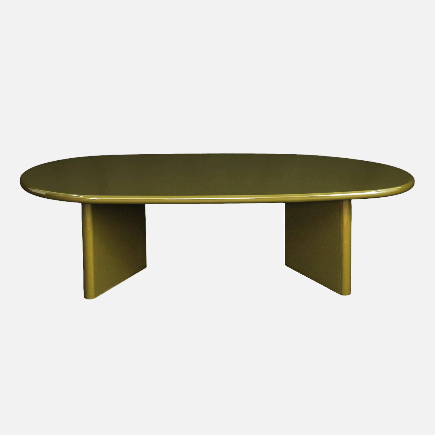 Table basse ovale finition glossy kaki - Rumi Photo2