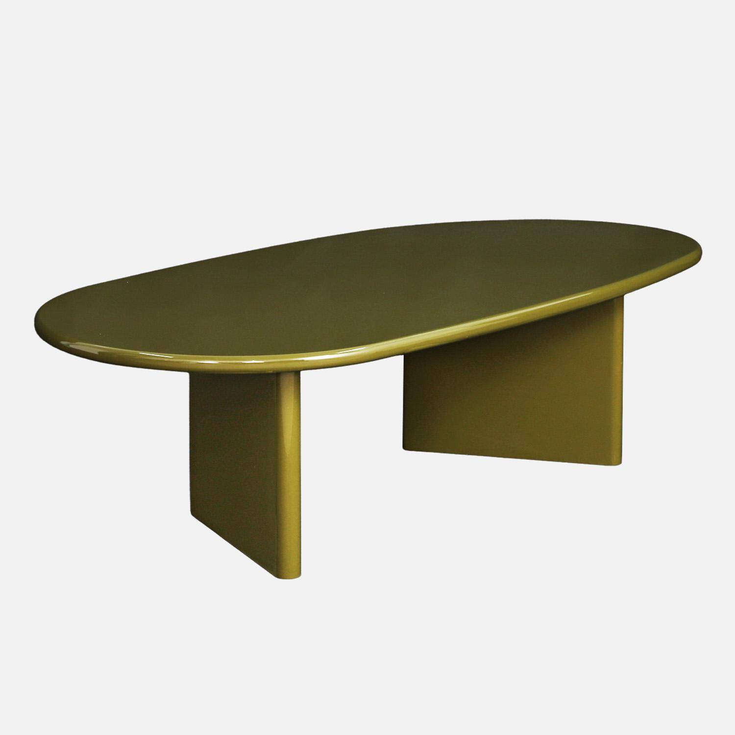 Table basse ovale finition glossy kaki - Rumi,sweeek,Photo2