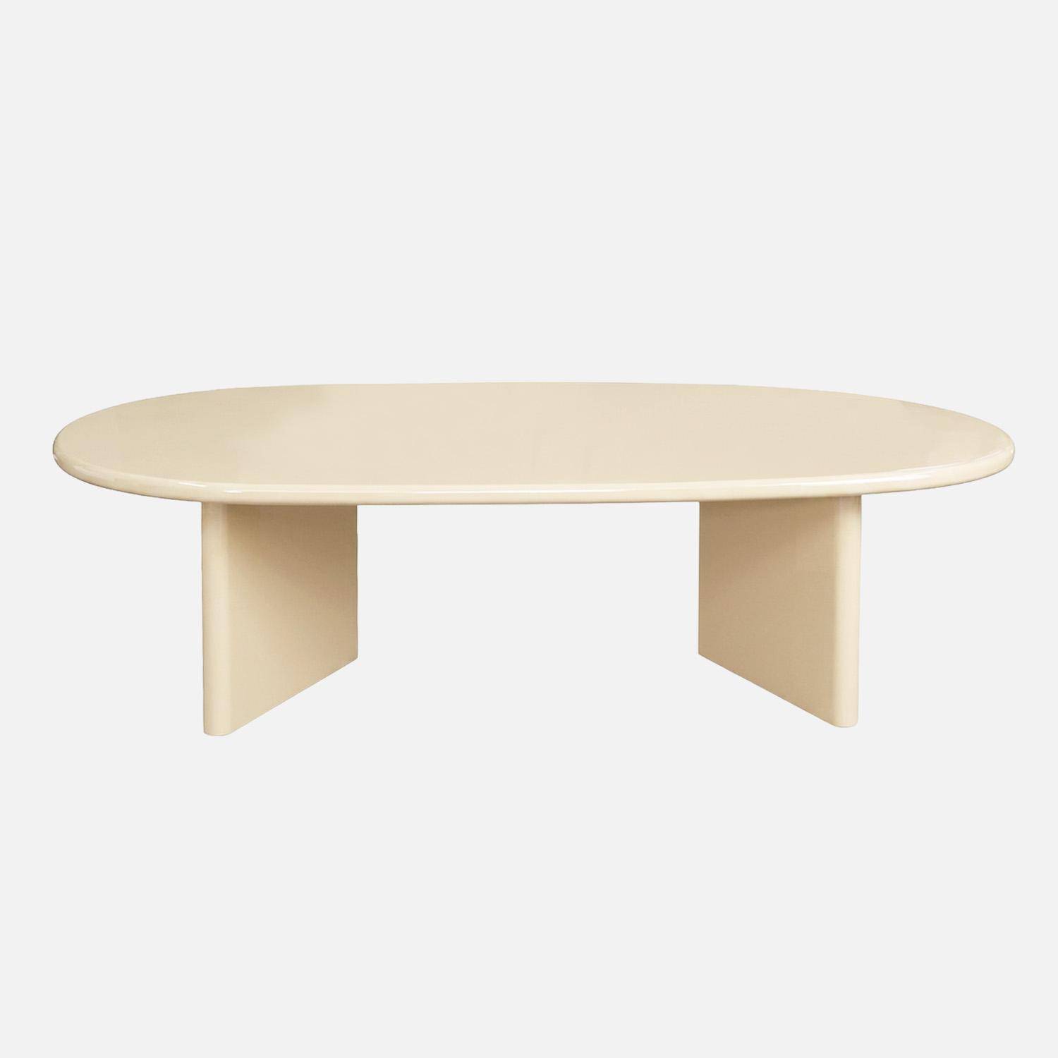 Table basse ovale finition glossy crème - Rumi Photo2