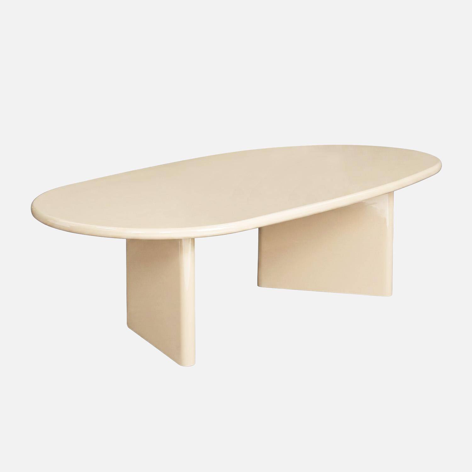 Table basse ovale finition glossy crème - Rumi,sweeek,Photo2