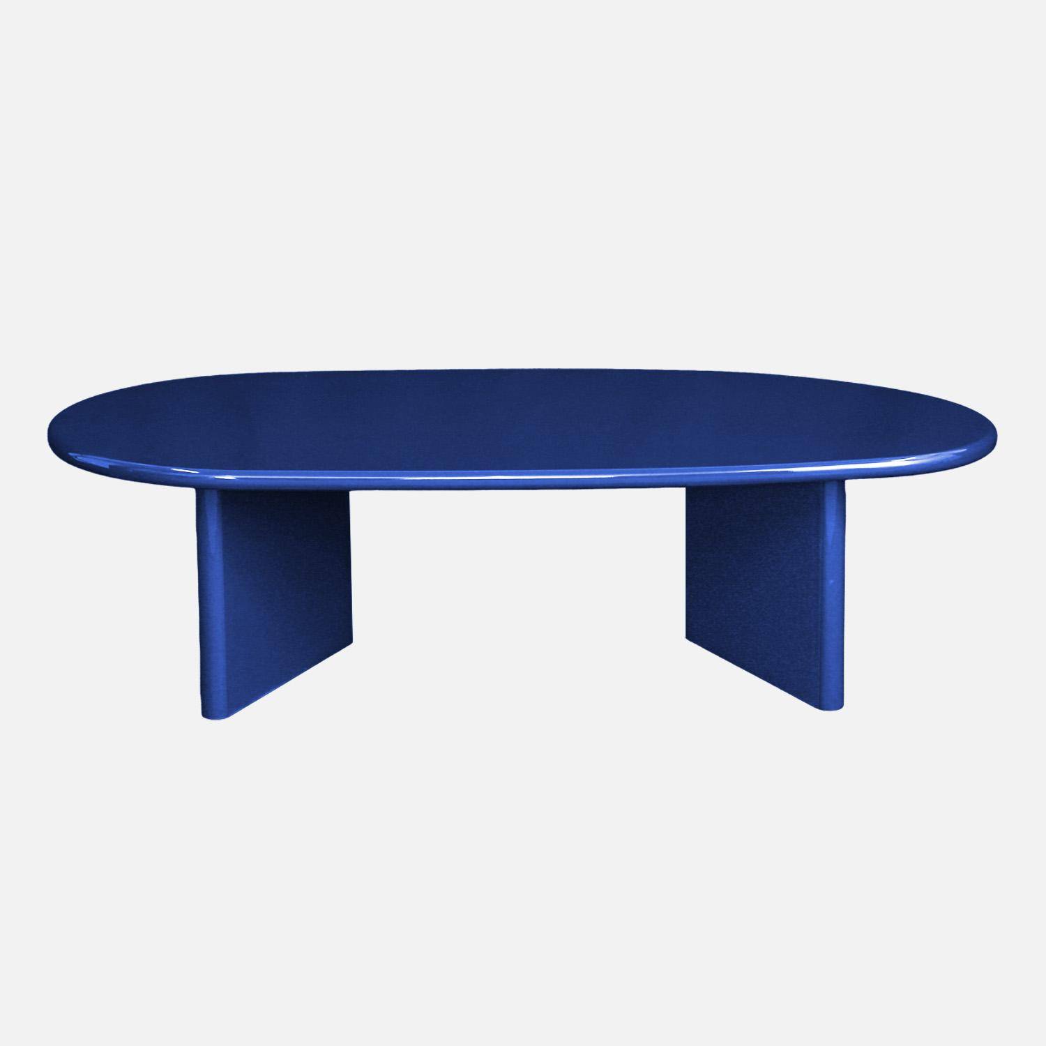 Table basse ovale finition glossy bleu - Rumi Photo2