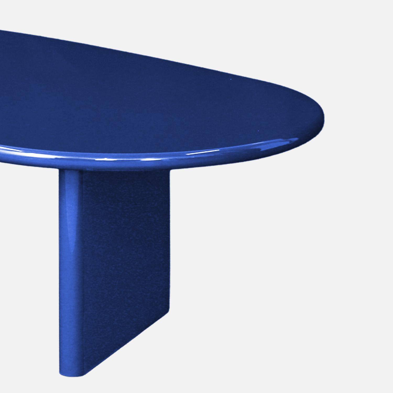 Mesa de centro oval com efeito brilhante, Rumi, Azul, 120x60x35 cm,sweeek,Photo4