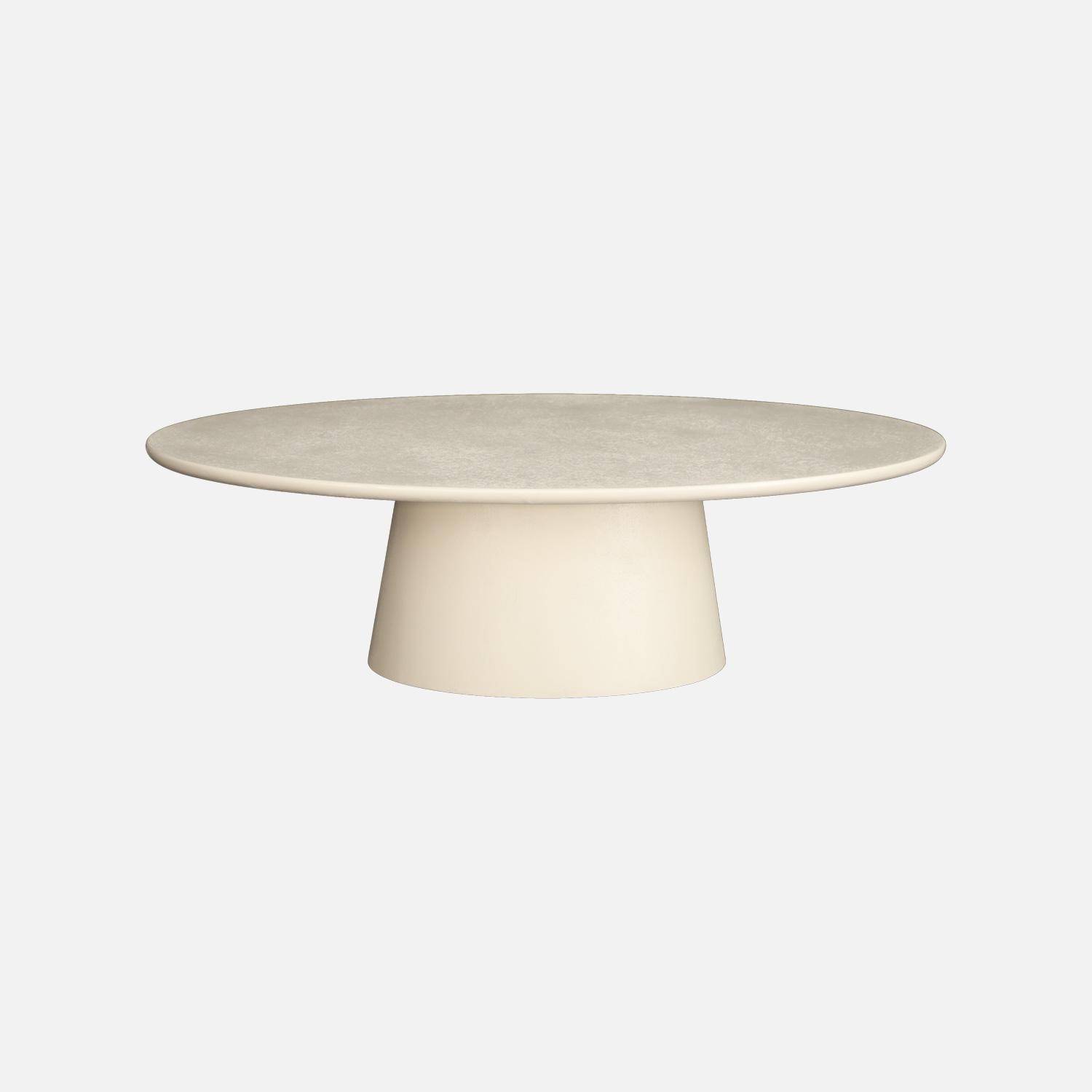 Table basse ovale finition effet béton blanc - Nell Photo2