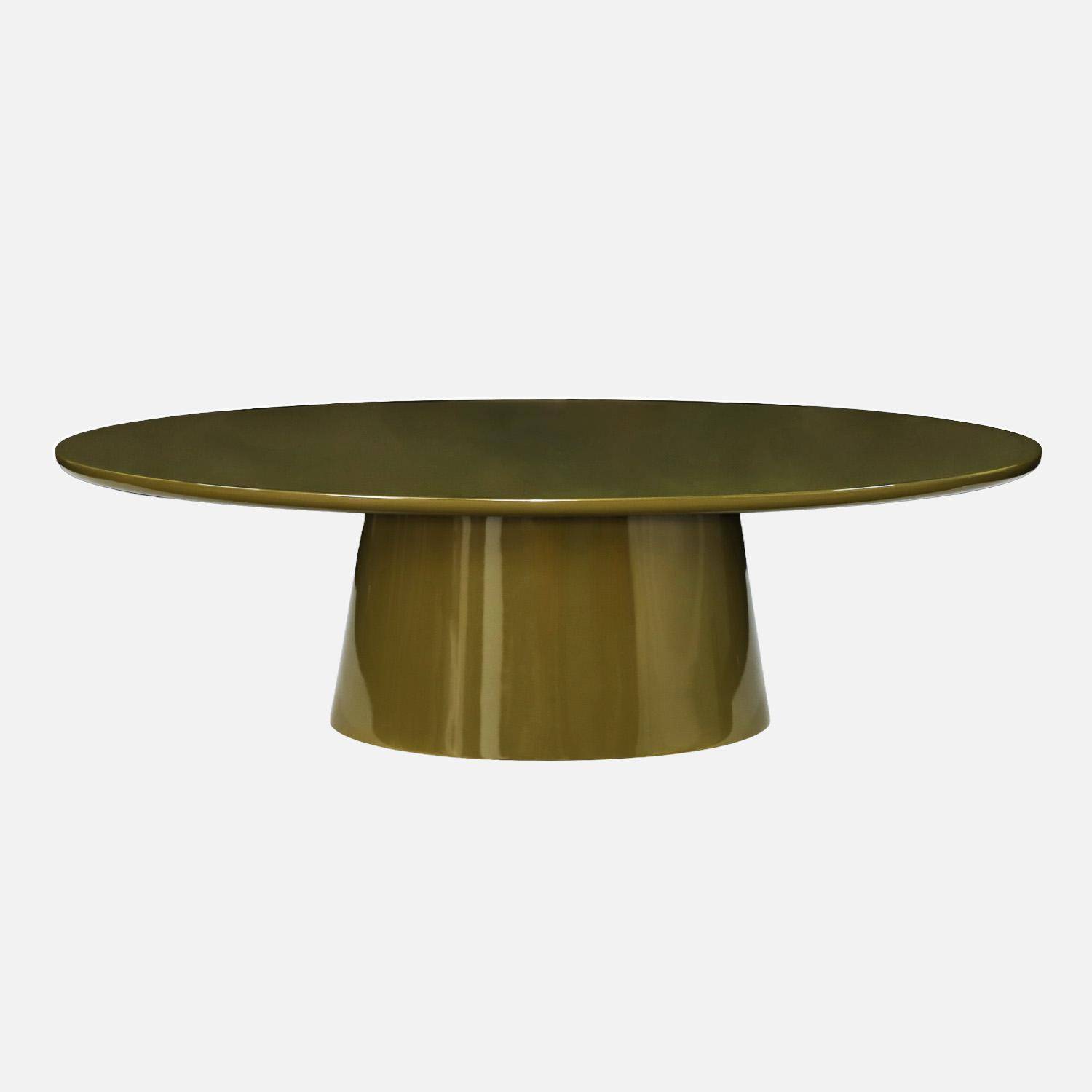 Table basse ovale finition glossy kaki - Nell Photo2