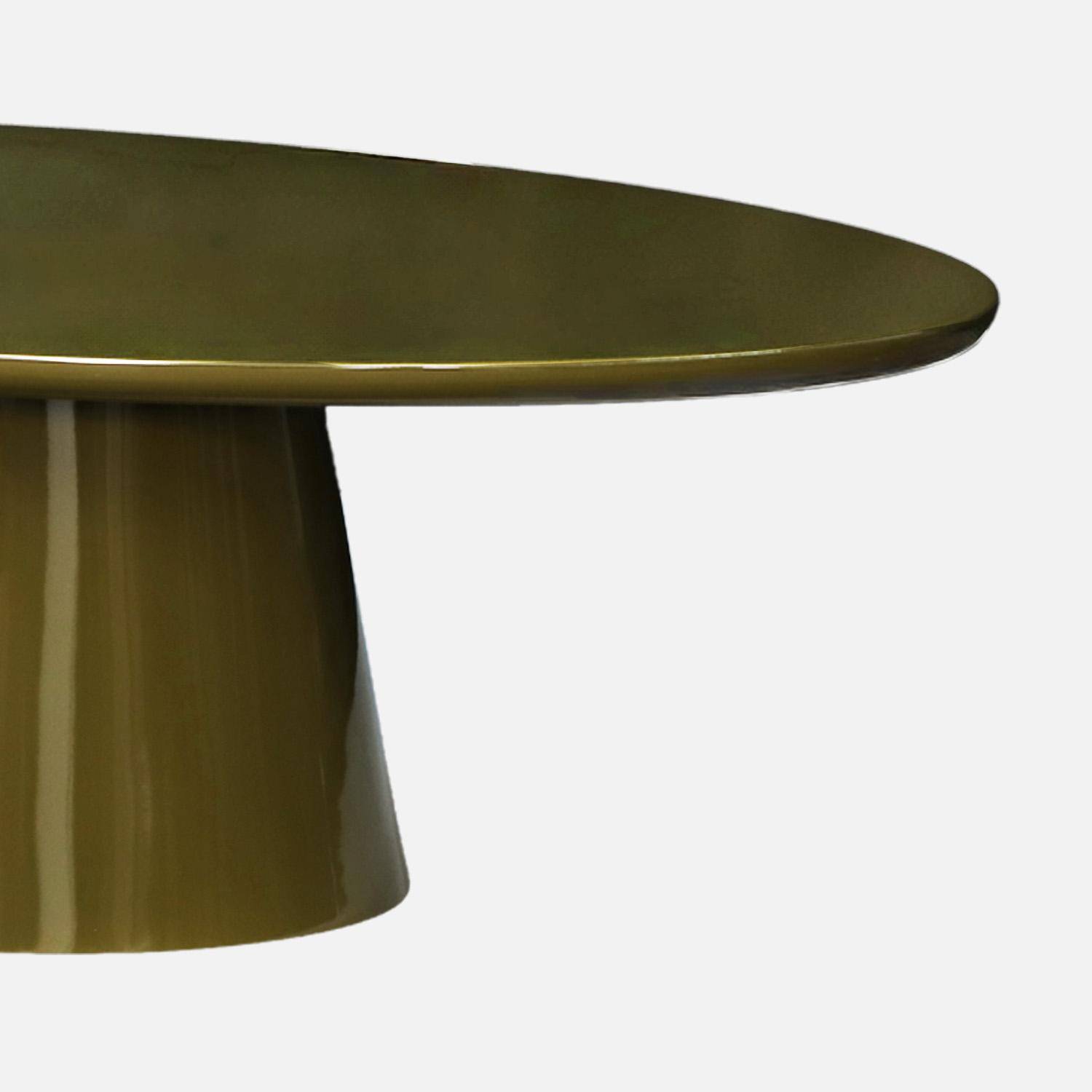 Mesa de centro oval com efeito brilhante, Nell, Verde caqui, 120x60x35 cm,sweeek,Photo4