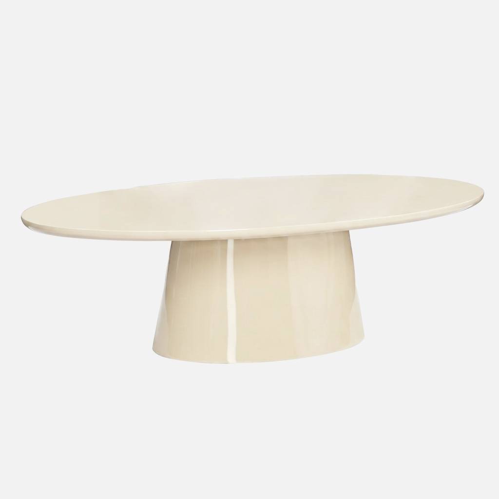 Table basse ovale finition glossy crème
