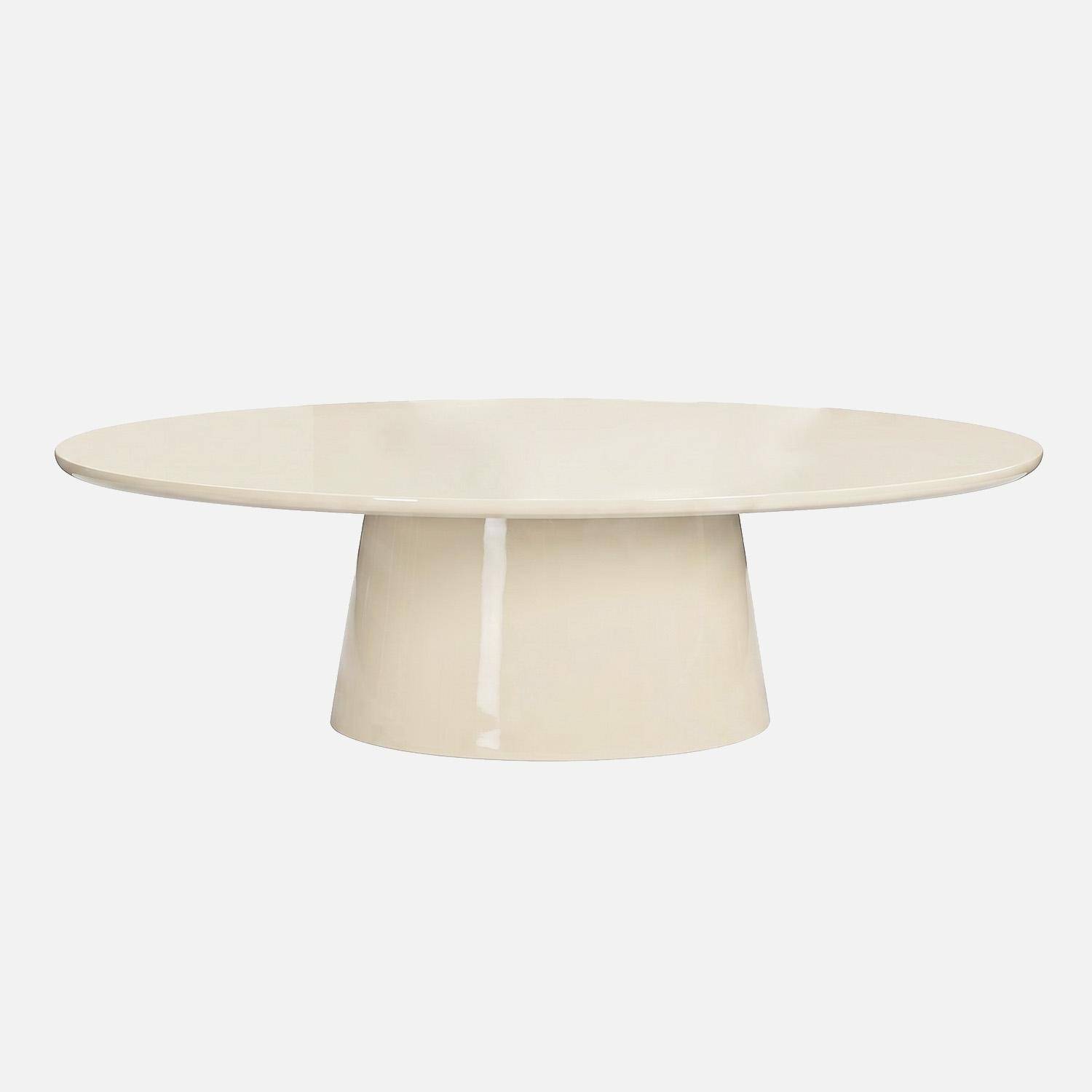 Table basse ovale finition glossy crème - Nell Photo2