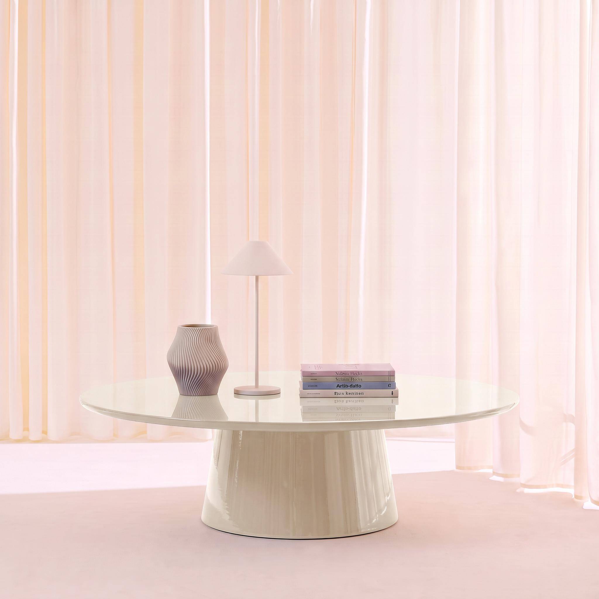 Tavolino ovale finitura lucida, Nell, Crema, 120x60x35 cm,sweeek,Photo1