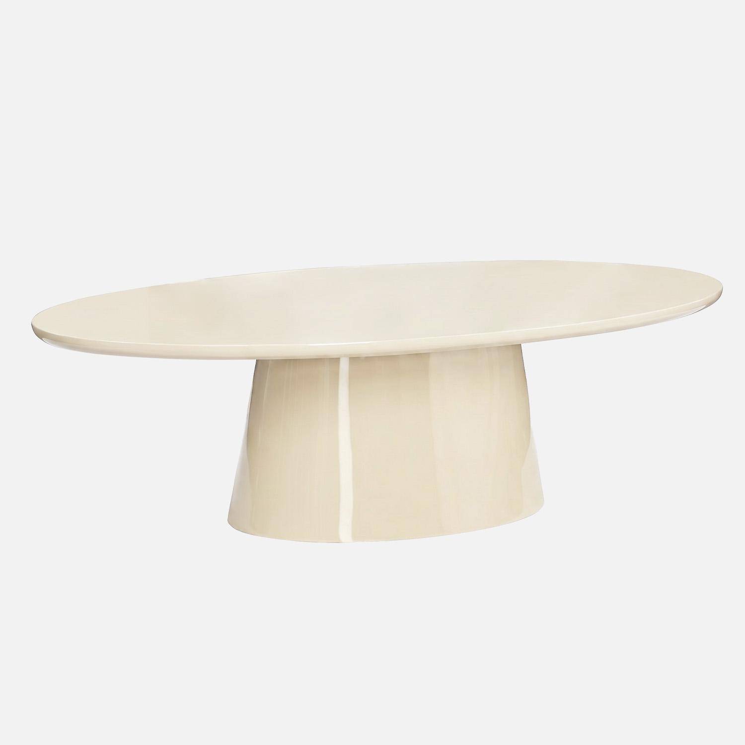 Tavolino ovale finitura lucida, Nell, Crema, 120x60x35 cm,sweeek,Photo2