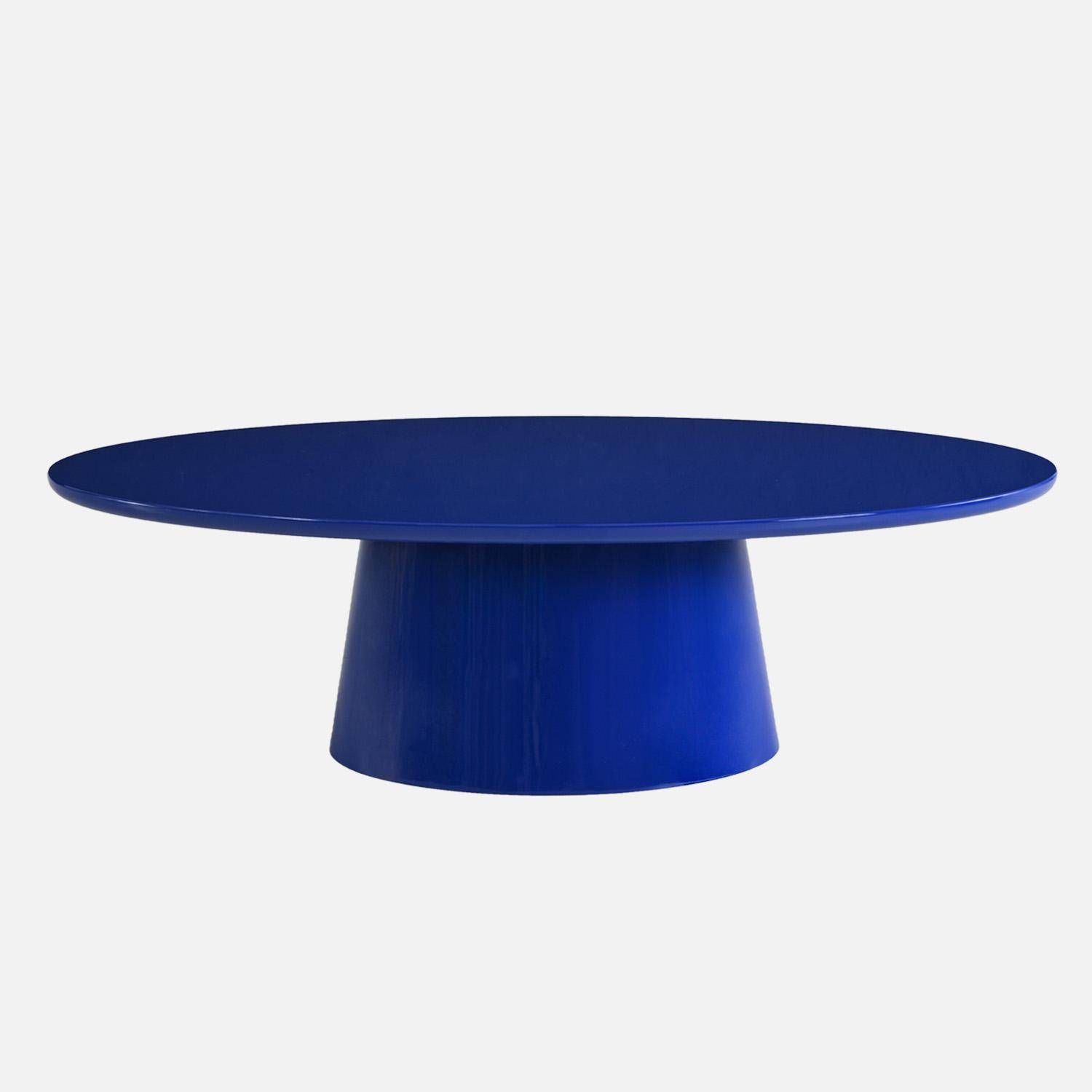 Table basse ovale finition glossy bleu - Nell Photo2