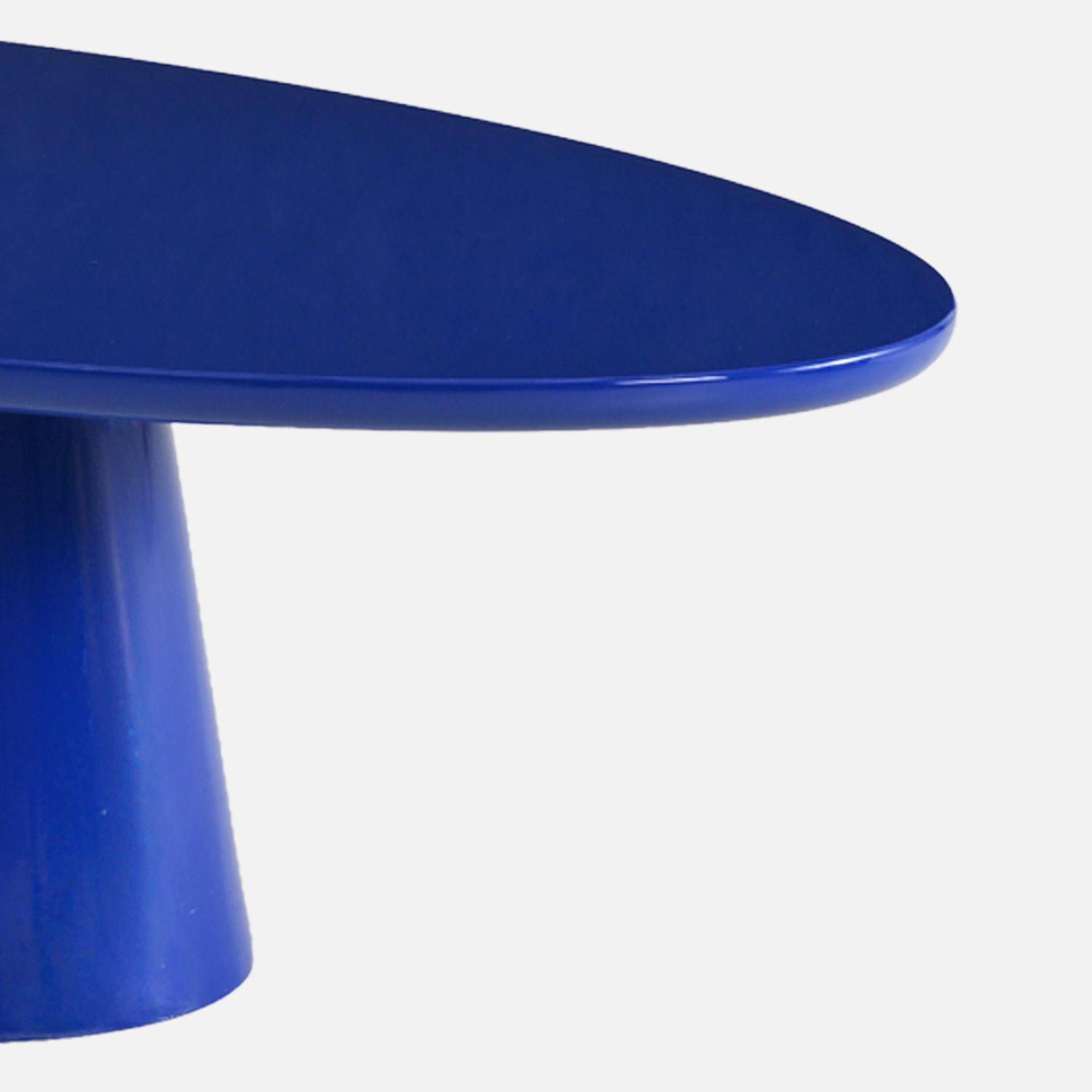 Mesa de centro oval com efeito brilhante, Nell, Azul, 120x60x35 cm,sweeek,Photo4
