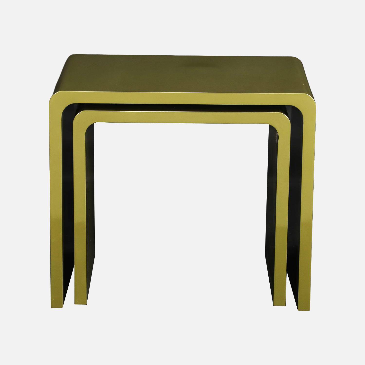Lot de 2 tables gigognes finition glossy kaki - Nola Photo2