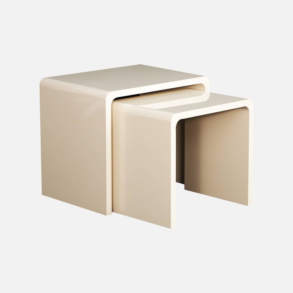 Lot de 2 tables gigognes finition glossy crème