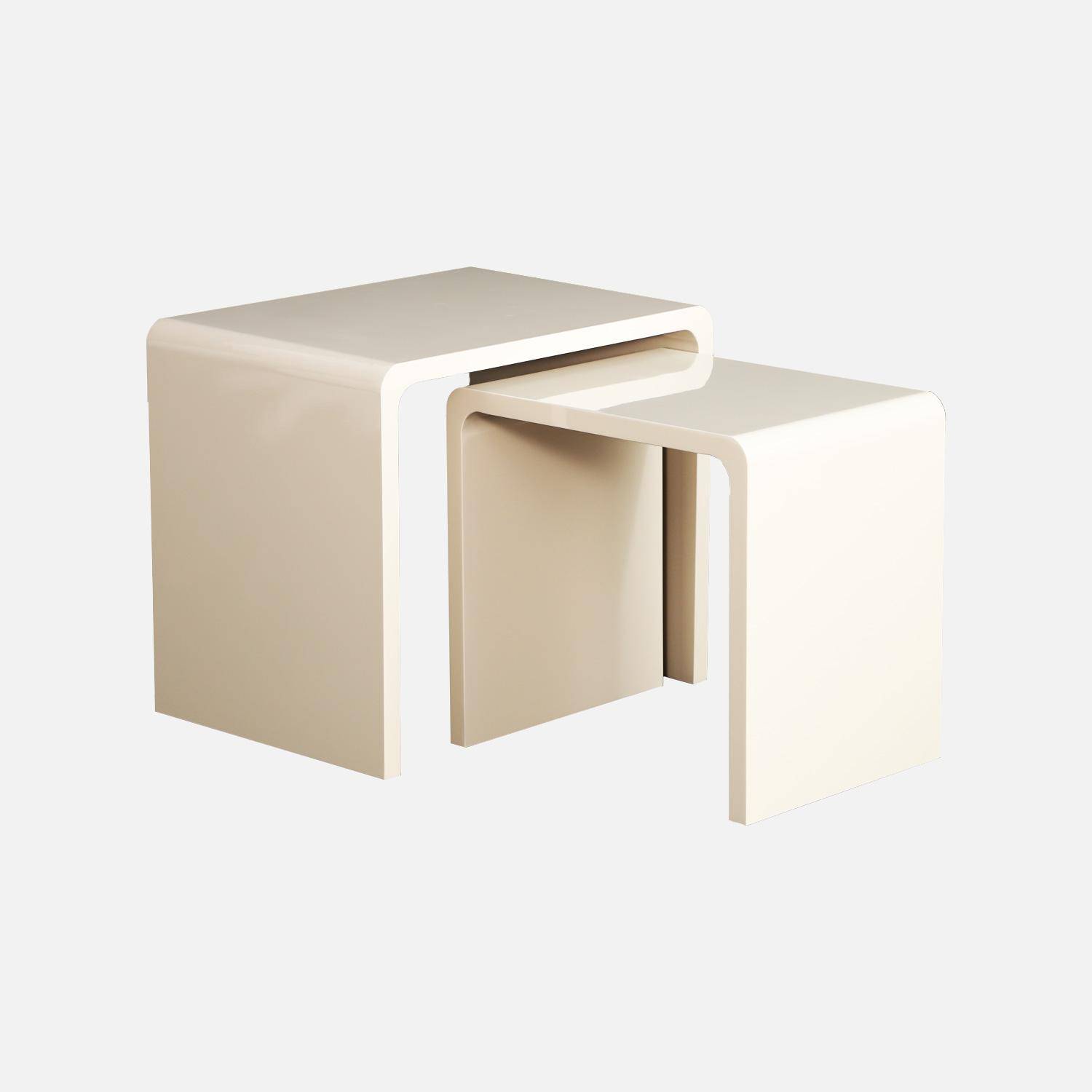 Lot de 2 tables gigognes finition glossy crème - Nola Photo2
