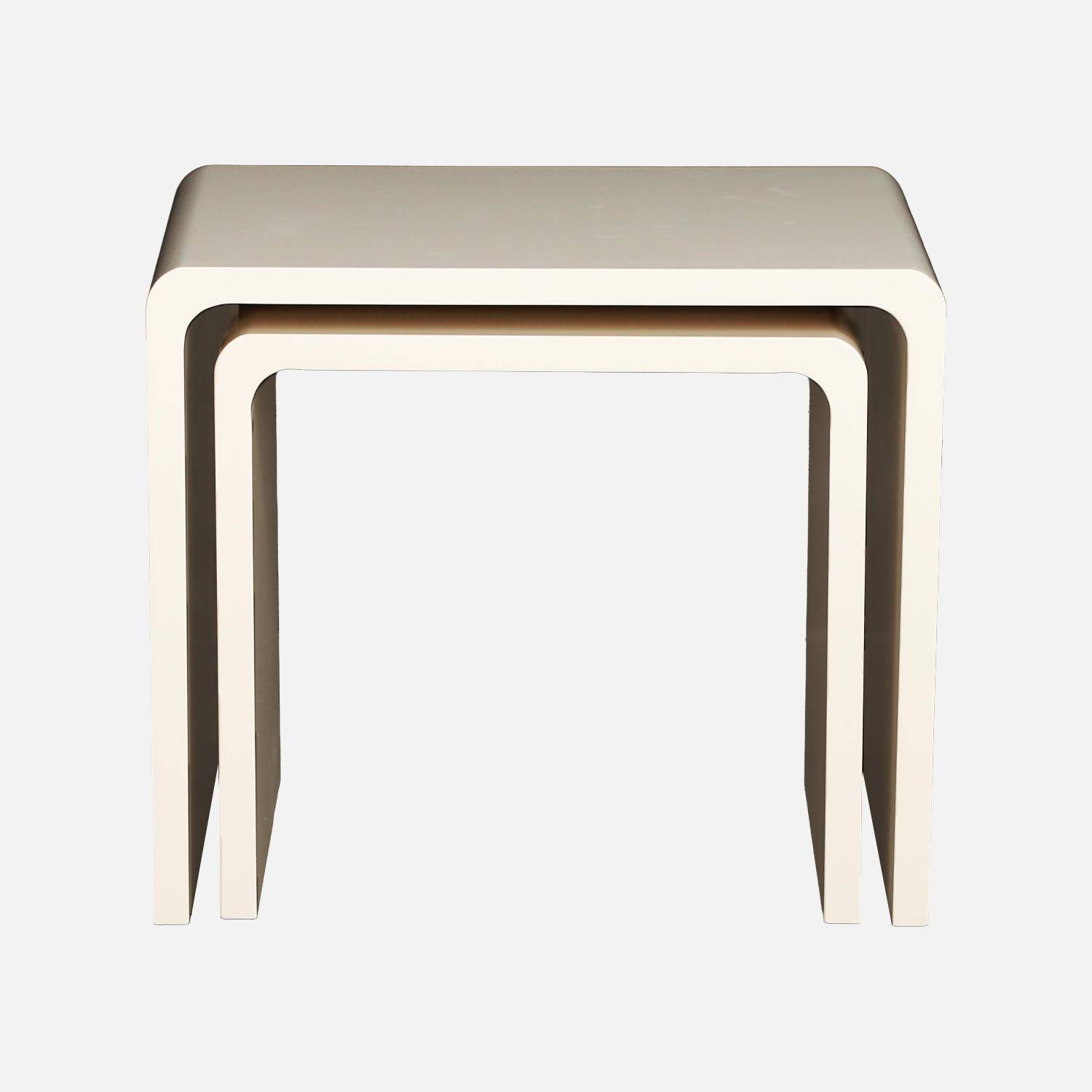Lot de 2 tables gigognes finition glossy crème - Nola,sweeek,Photo4