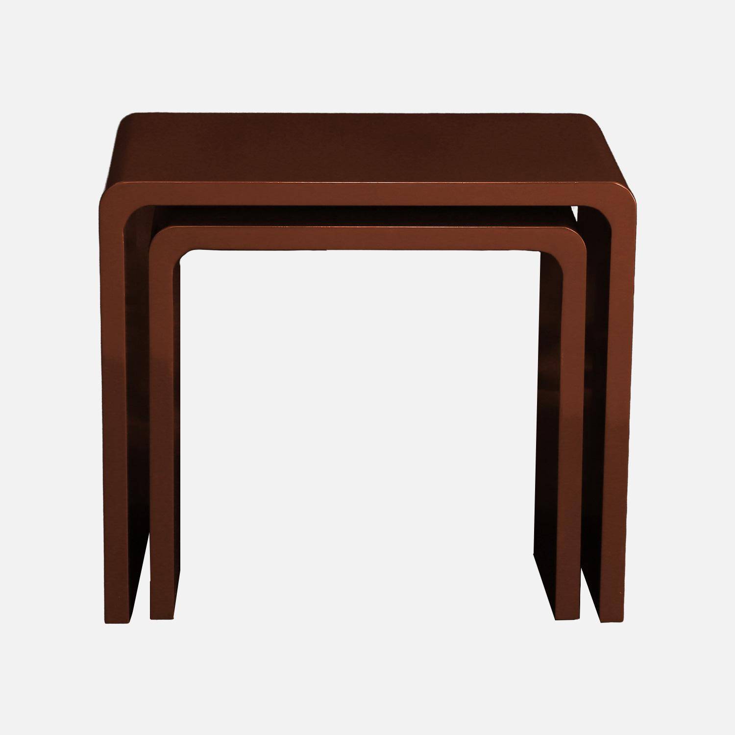 Lot de 2 tables gigognes finition glossy bordeaux - Nola,sweeek,Photo4