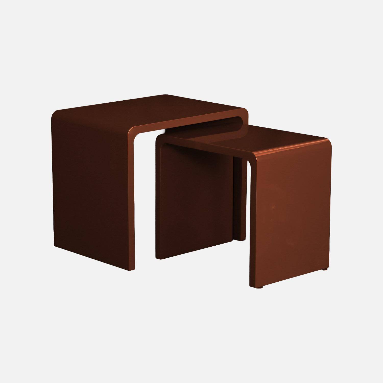 Lot de 2 tables gigognes finition glossy bordeaux - Nola Photo2