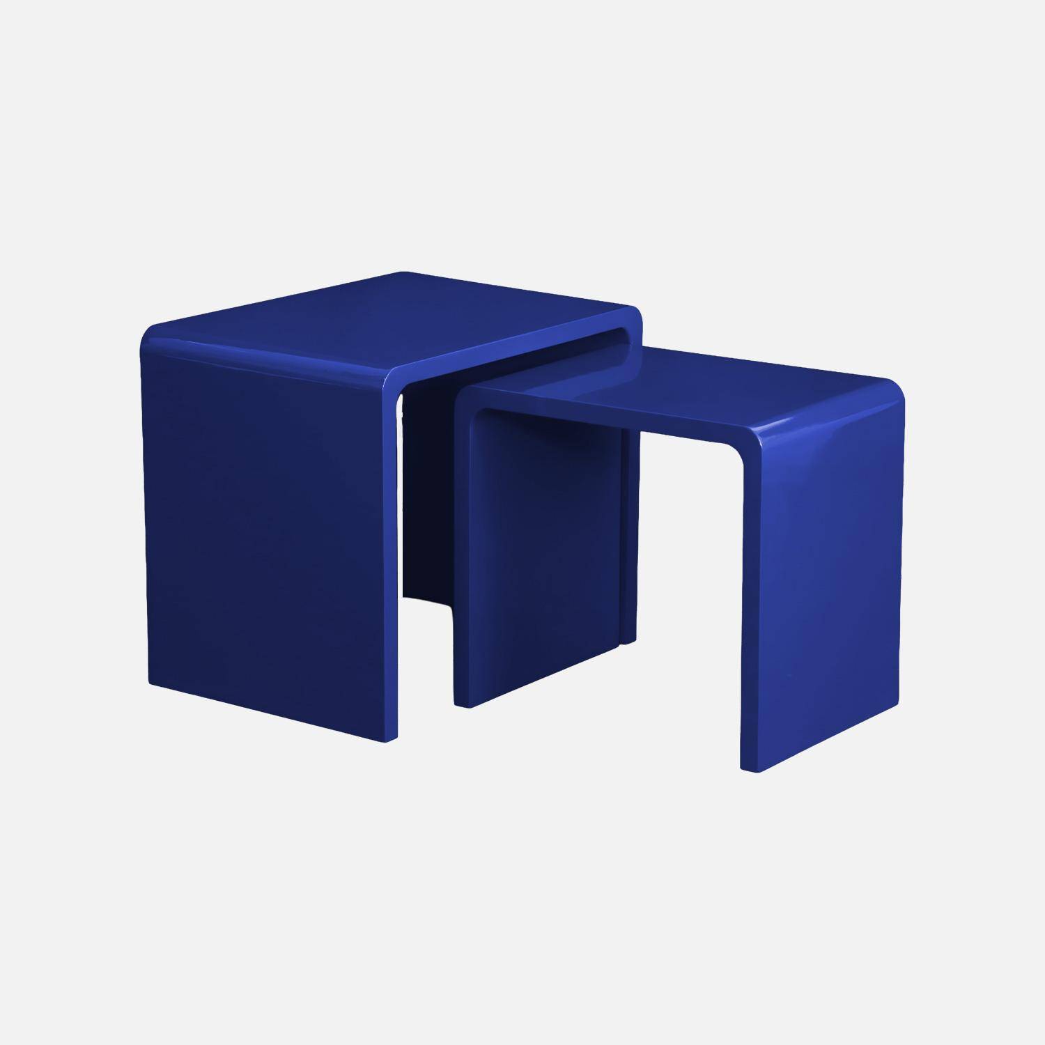Lot de 2 tables gigognes finition glossy bleu - Nola,sweeek,Photo2