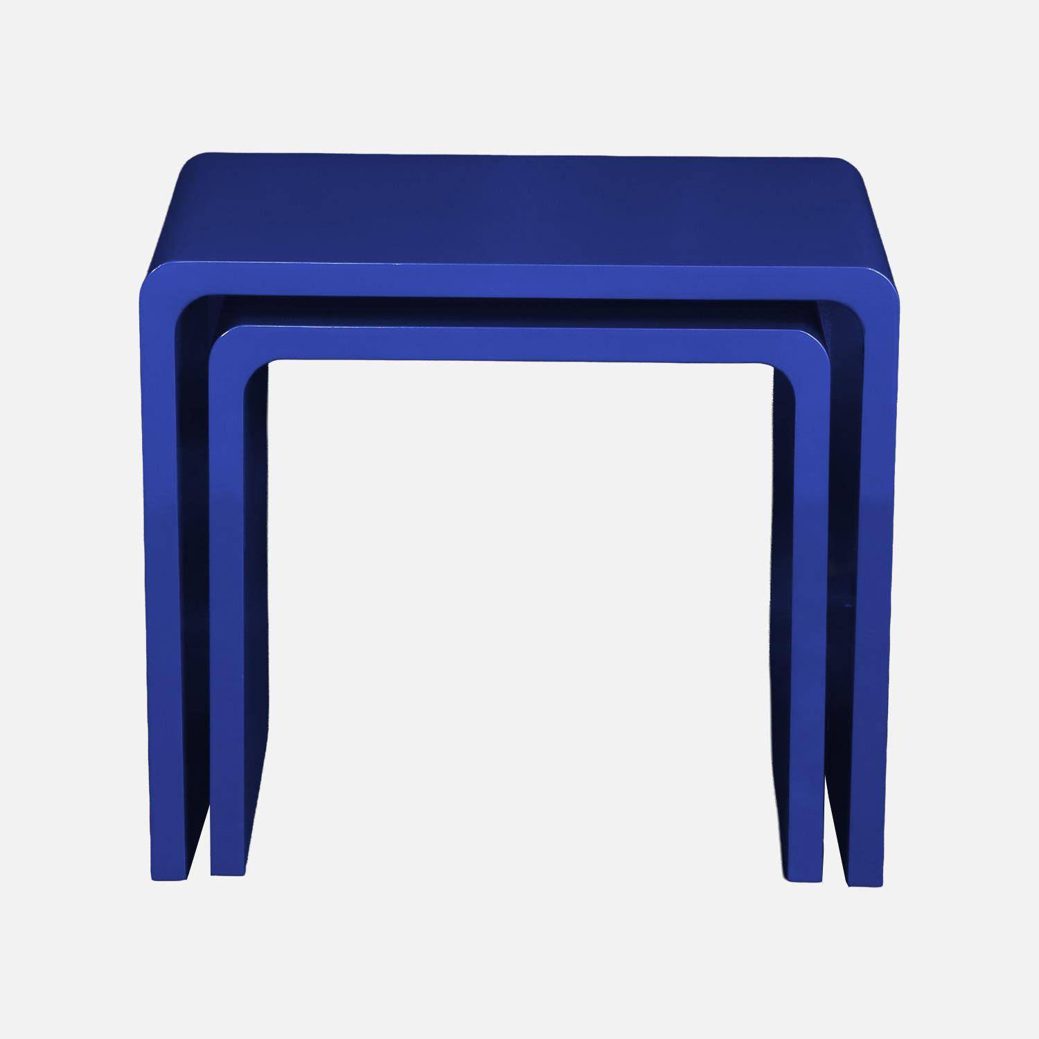 Lot de 2 tables gigognes finition glossy bleu - Nola,sweeek,Photo4
